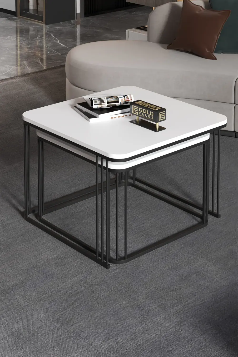 Orta Sehpa Ve Zigon Sehpa Damla Beyaz