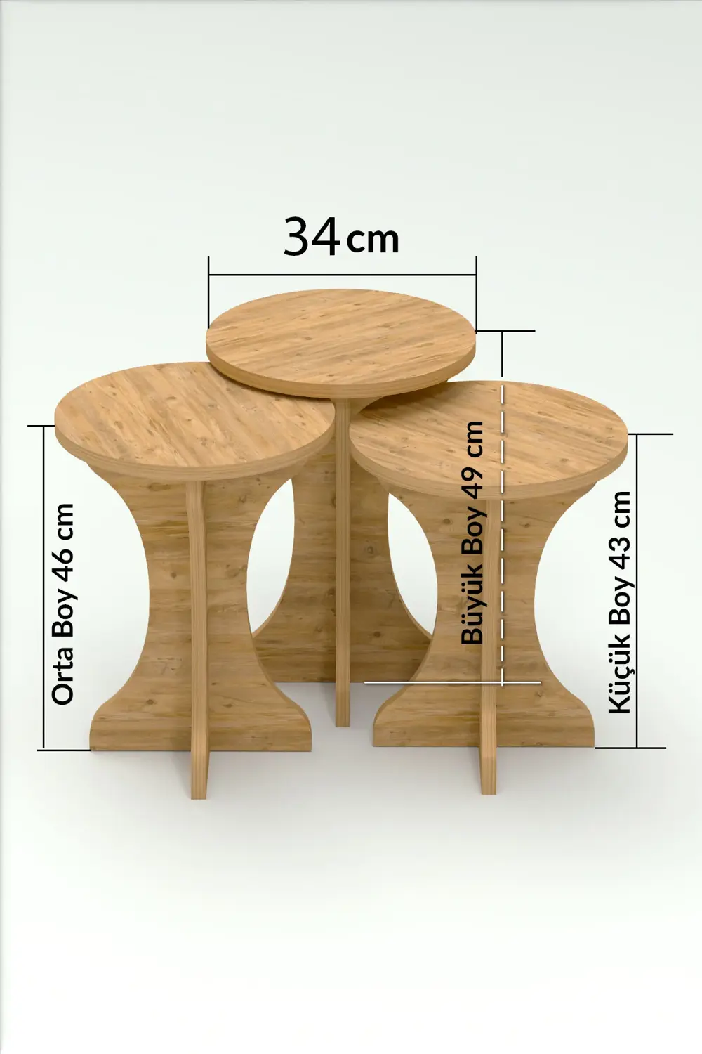 Orta Sehpa Ve Zigon Sehpa Mantar Set Atlantik Çam