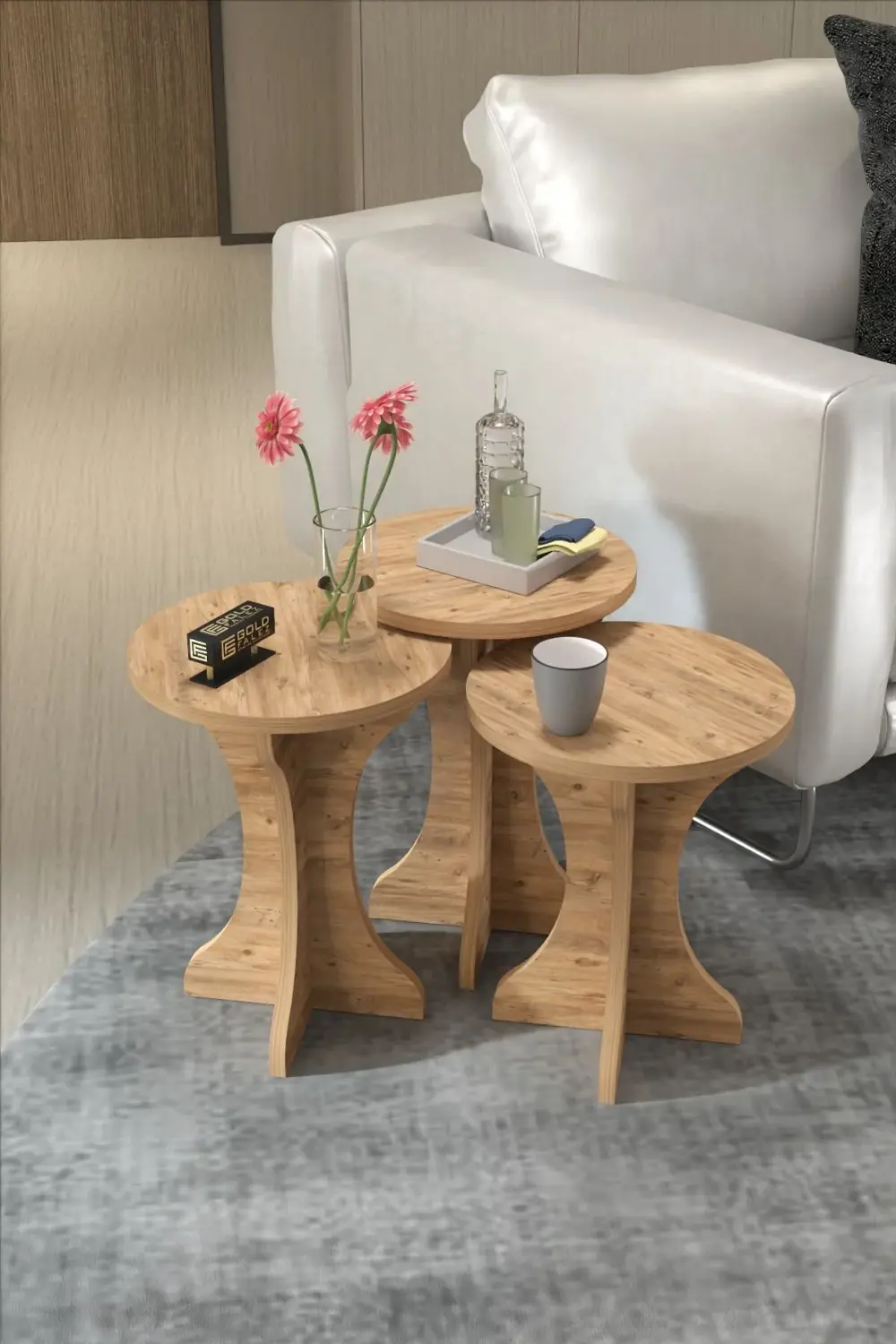 Orta Sehpa Ve Zigon Sehpa Mantar Set Atlantik Çam