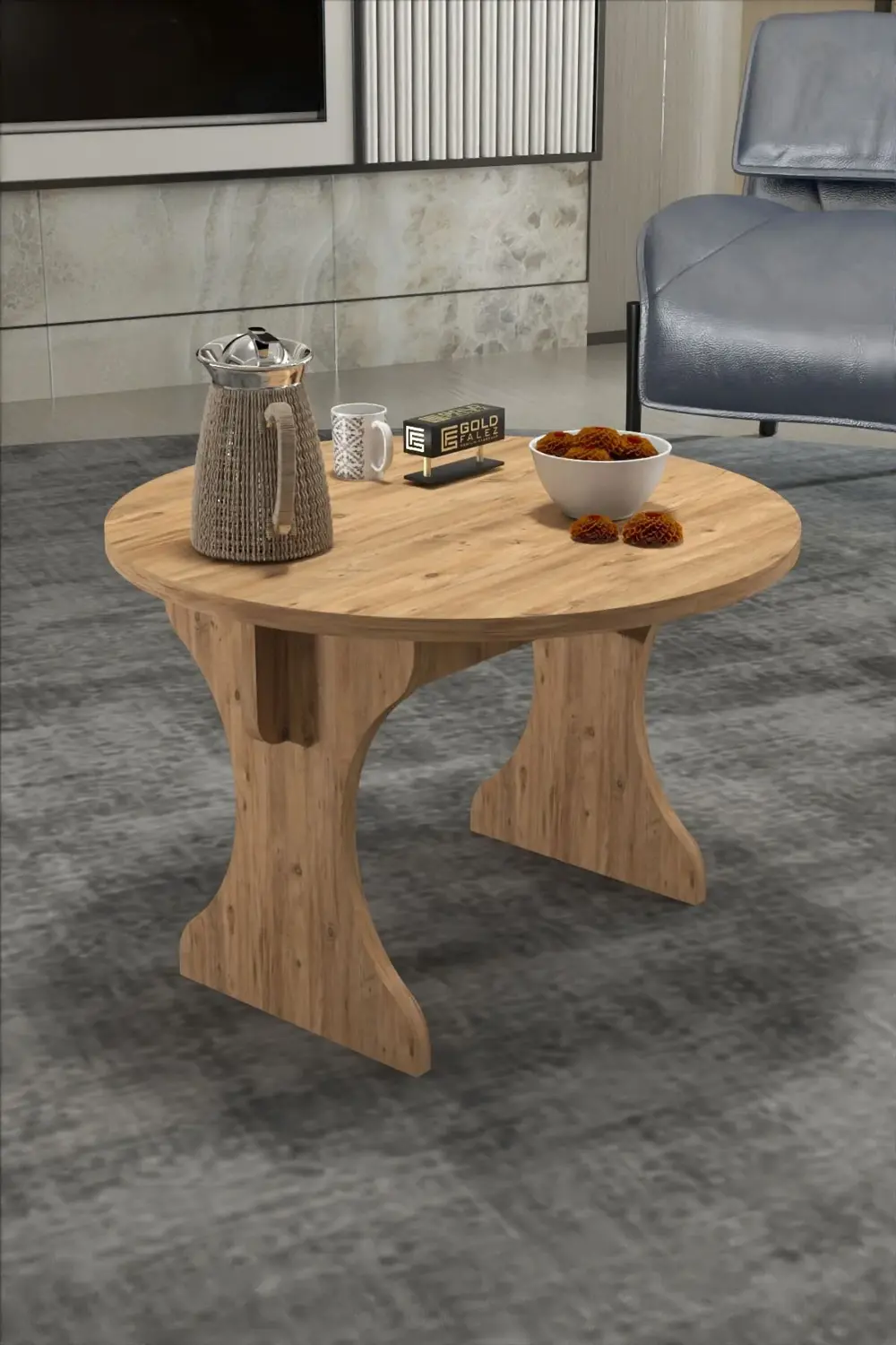 Orta Sehpa Ve Zigon Sehpa Mantar Set Atlantik Çam