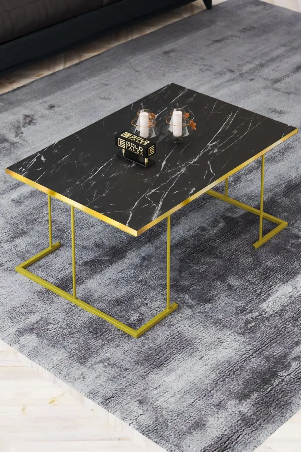 Orta Sehpa Ve Zigon Sehpa Solo Set Gold Bendir