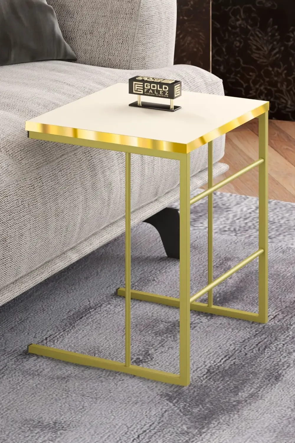 ORTA SEHPA VE ZİGON SEHPA SOLO SET GOLD KREM