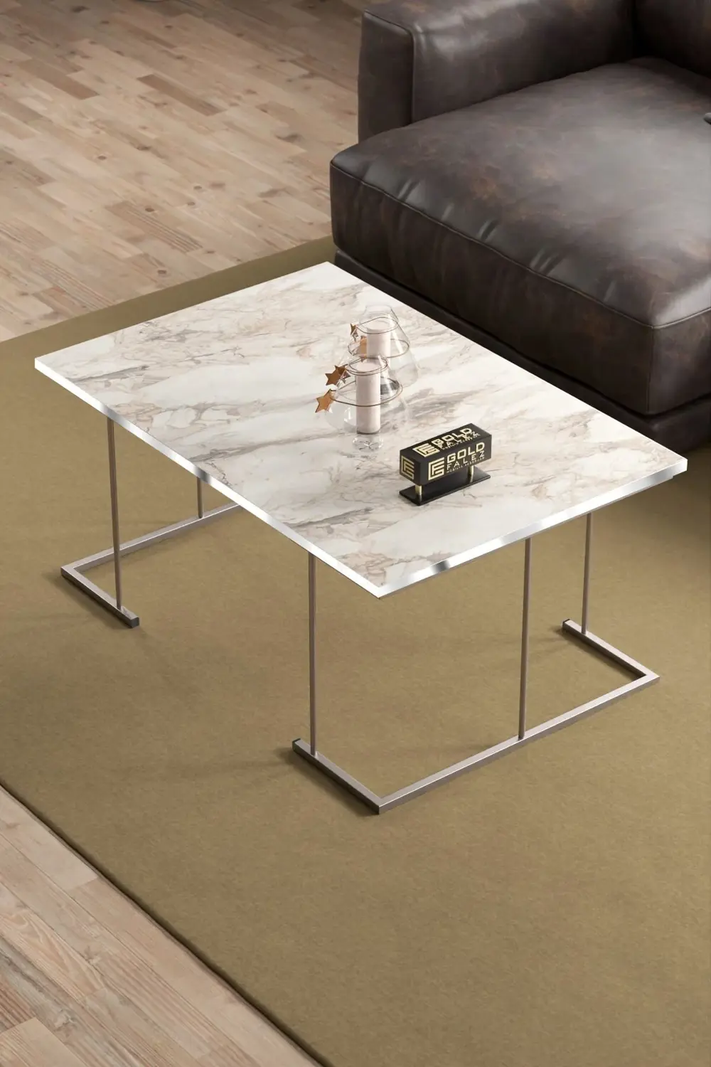 ORTA SEHPA VE ZİGON SEHPA SOLO SET GÜMÜŞ EFES