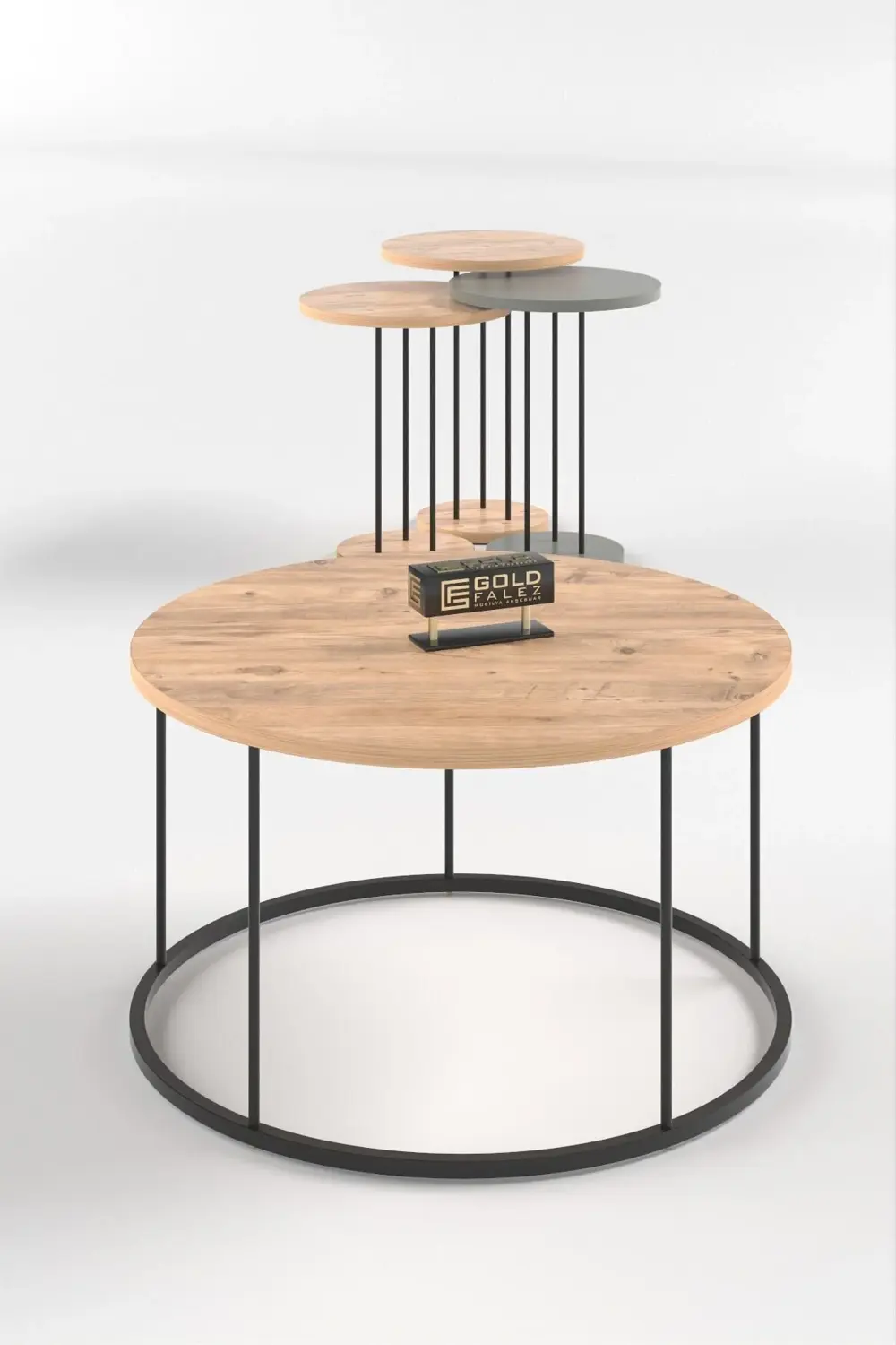 ORTA SEHPA VE ZİGON SEHPA TERRA SET ANTRASİT CEVİZ