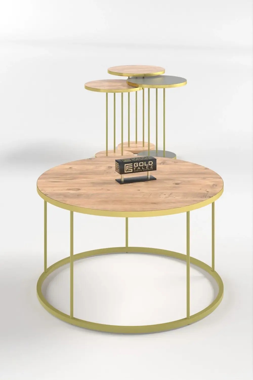 ORTA SEHPA VE ZİGON SEHPA TERRA SET GOLD ANTRASİT CEVİZ