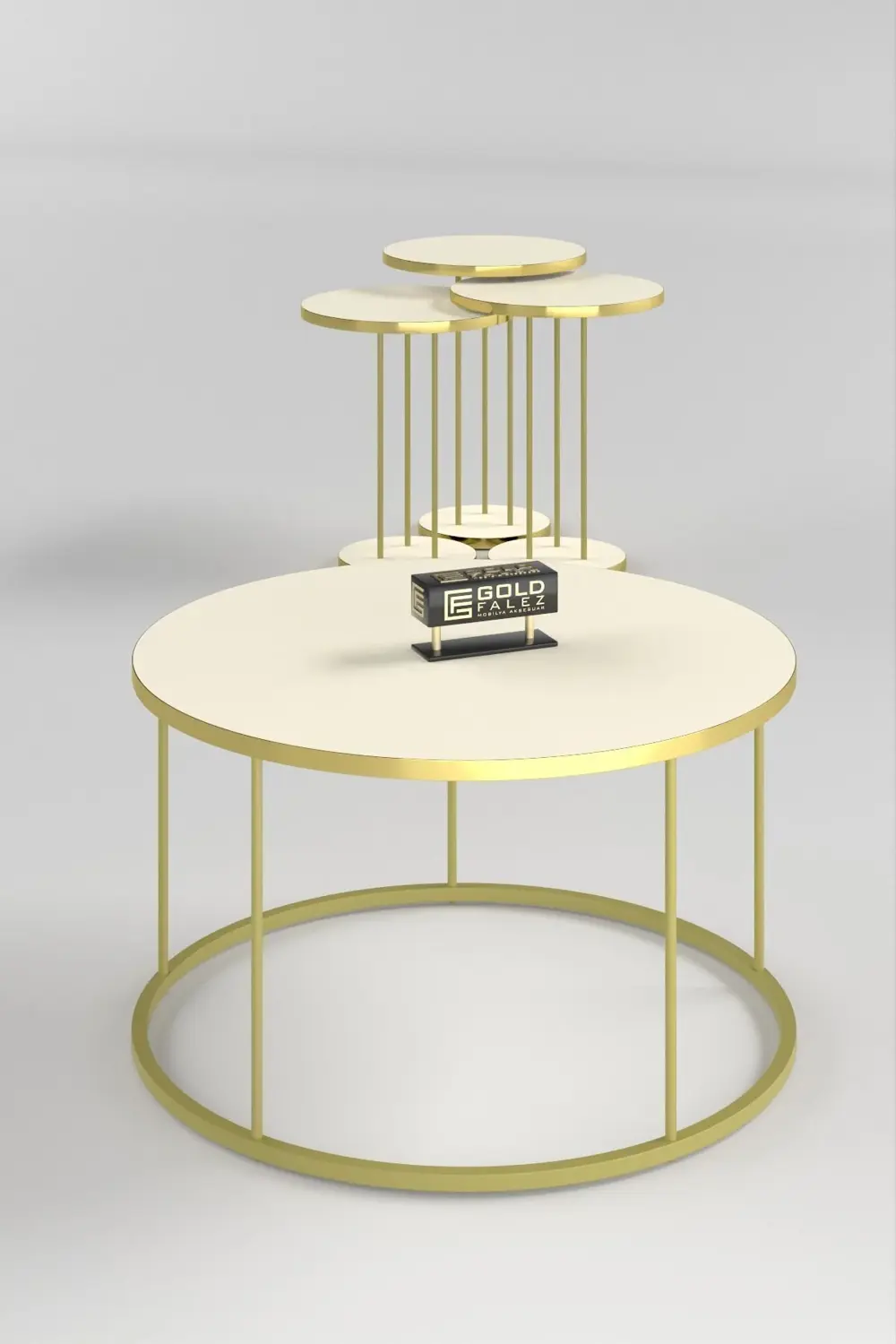 ORTA SEHPA VE ZİGON SEHPA TERRA SET GOLD KREM