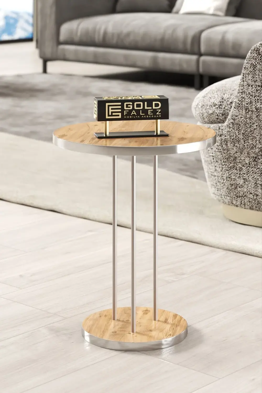 ORTA SEHPA VE ZİGON SEHPA TERRA SET GÜMÜŞ CEVİZ