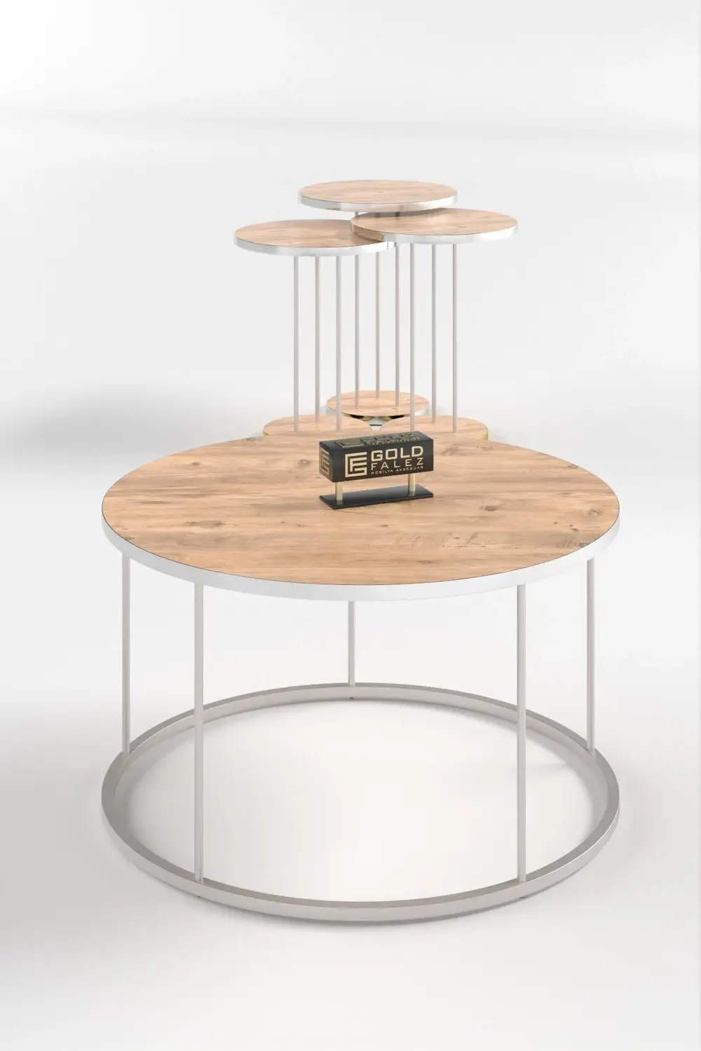 ORTA SEHPA VE ZİGON SEHPA TERRA SET GÜMÜŞ CEVİZ