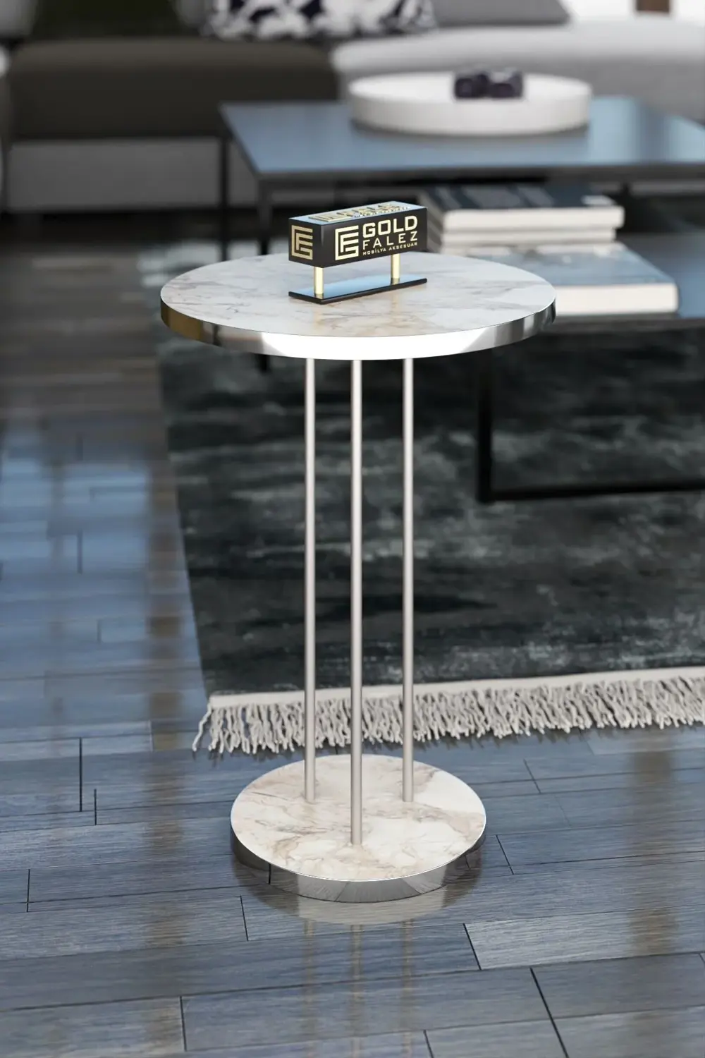 ORTA SEHPA VE ZİGON SEHPA TERRA SET GÜMÜŞ EFES