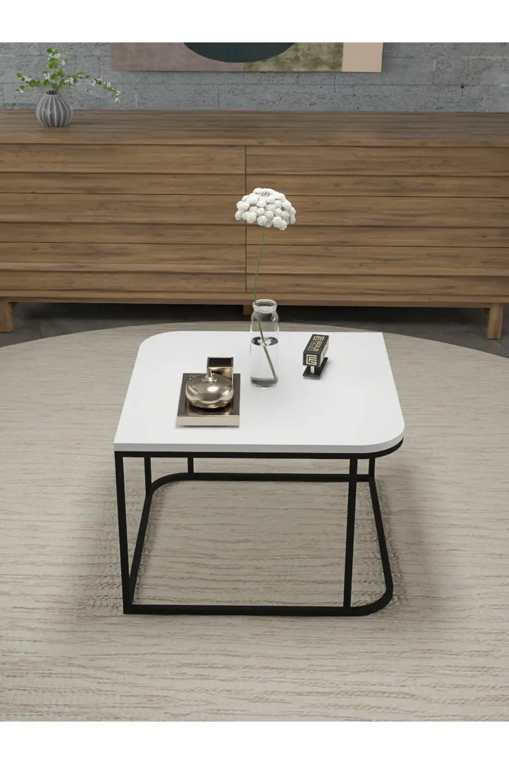 Orta Sehpa Ve Zigon Sehpa V Lüx 5'Li Set Beyaz