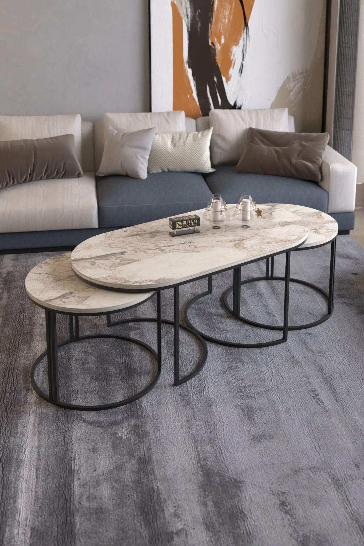 ORTA SEHPA ZİGON SEHPA YAN SEHPA 3 LÜ SET DOLUNAY EFES