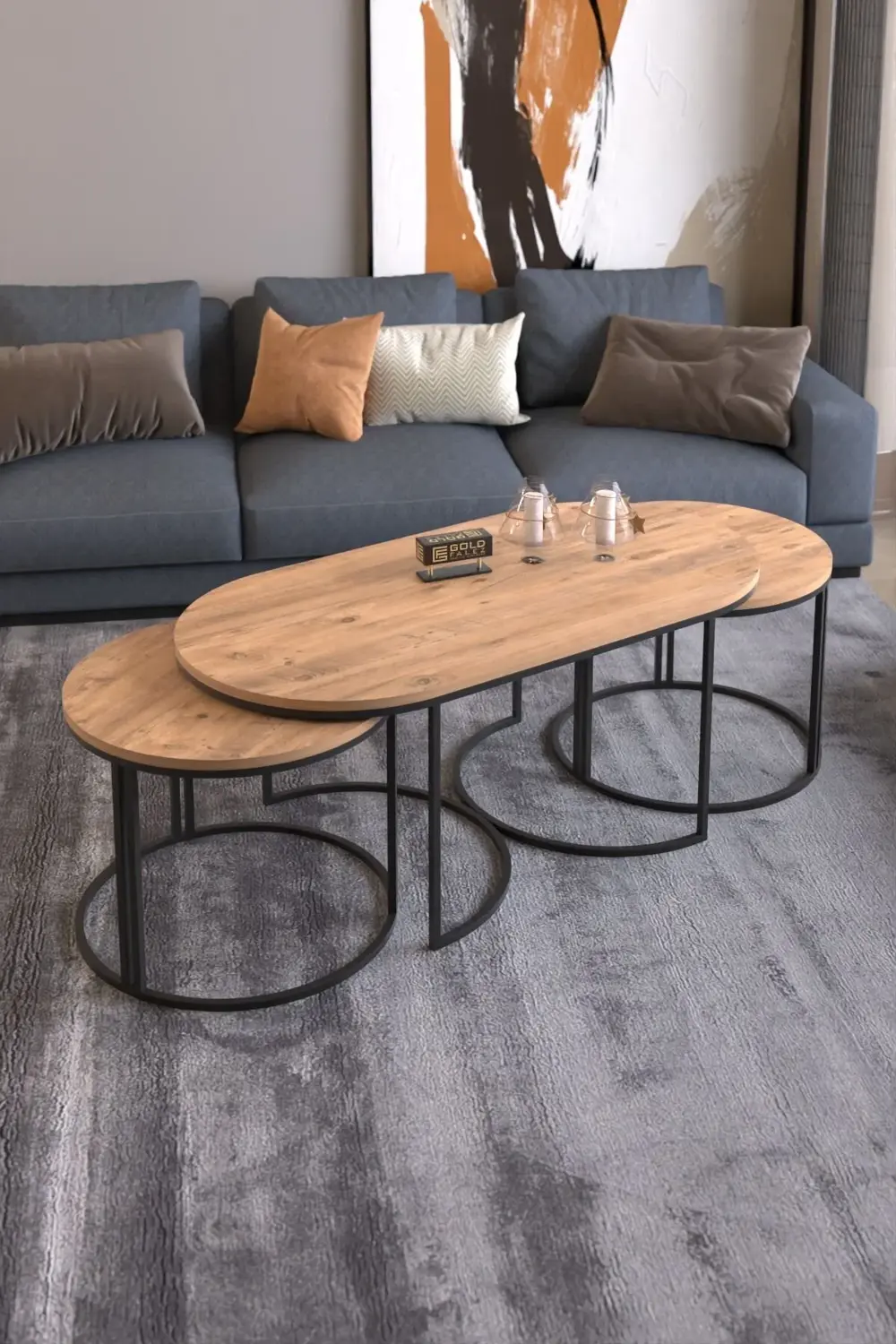 ORTA SEHPA ZİGON SEHPA YAN SEHPA 3 LÜ SET DOLUNAY ATLANTİK CEVİZ