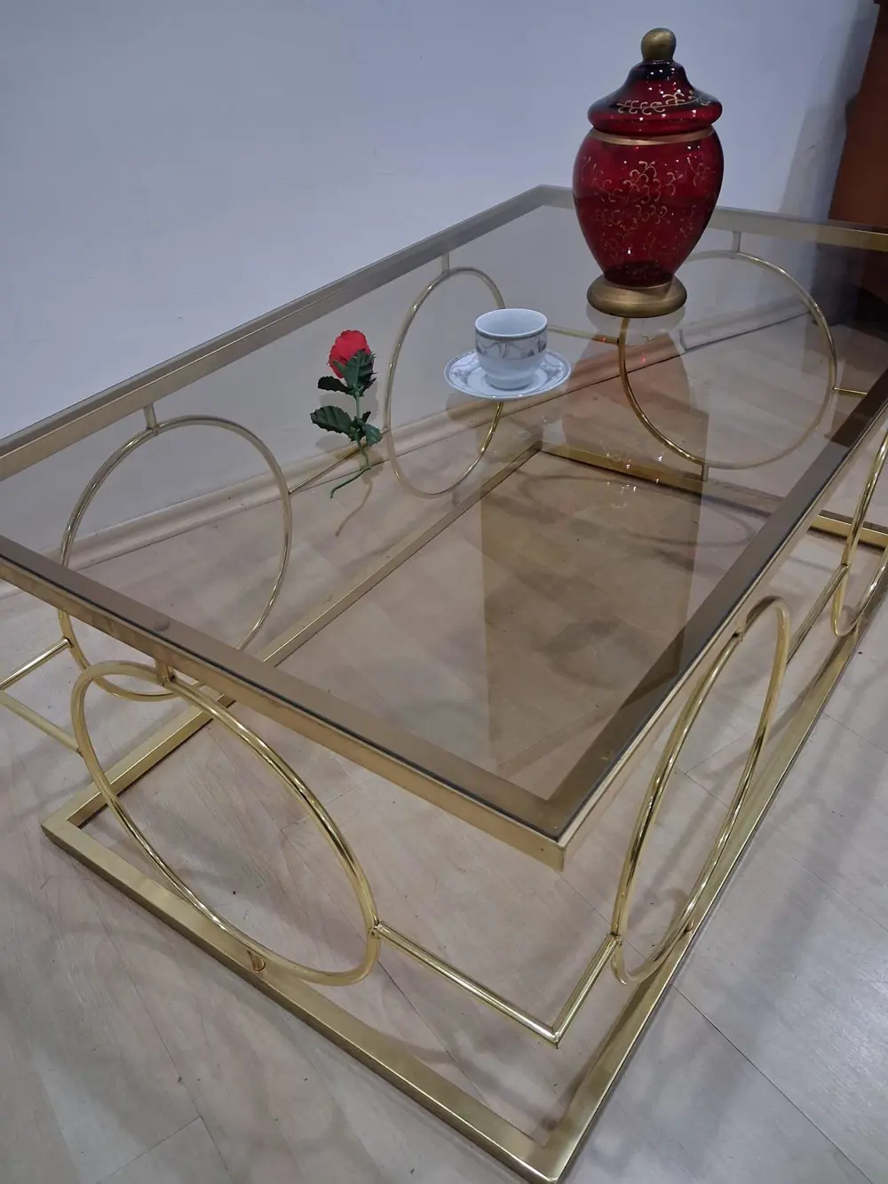 Orta Sehpa ZLF 17143 Halkalı Model Metal Gold renk Kaplama Temper