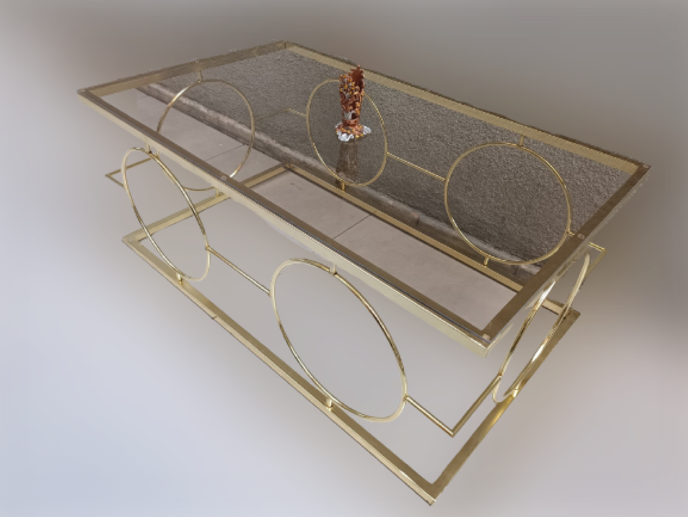 Orta Sehpa ZLF 17143 Halkalı Model Metal Gold renk Kaplama Temper