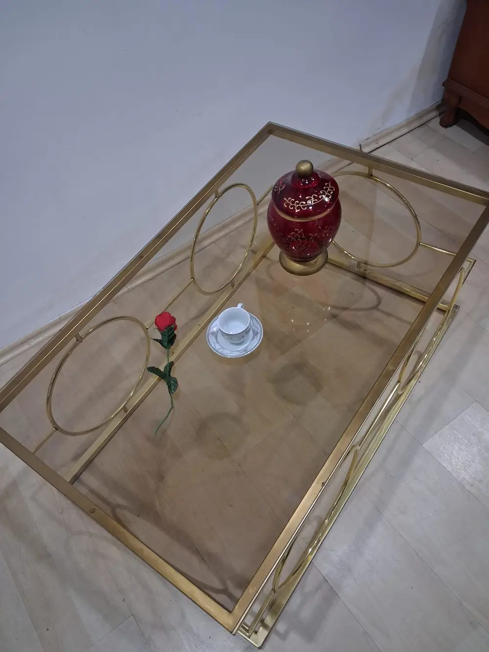 Orta Sehpa ZLF 17143 Halkalı Model Metal Gold renk Kaplama Temper