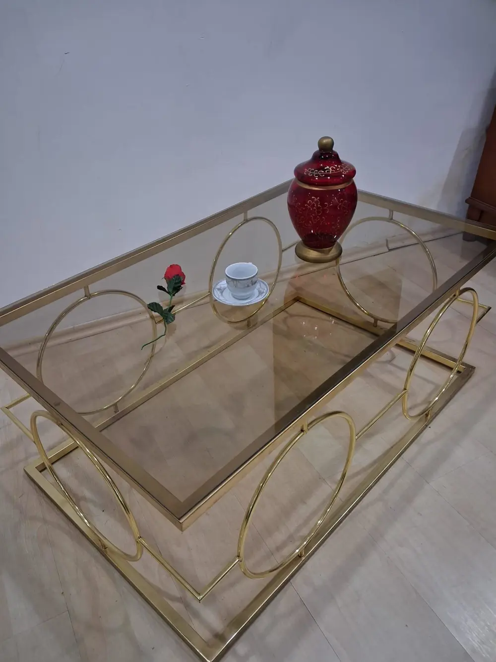 Orta Sehpa ZLF 17143 Halkalı Model Metal Gold renk Kaplama Temper