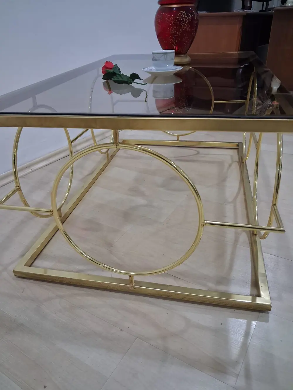 Orta Sehpa ZLF 17143 Halkalı Model Metal Gold renk Kaplama Temper