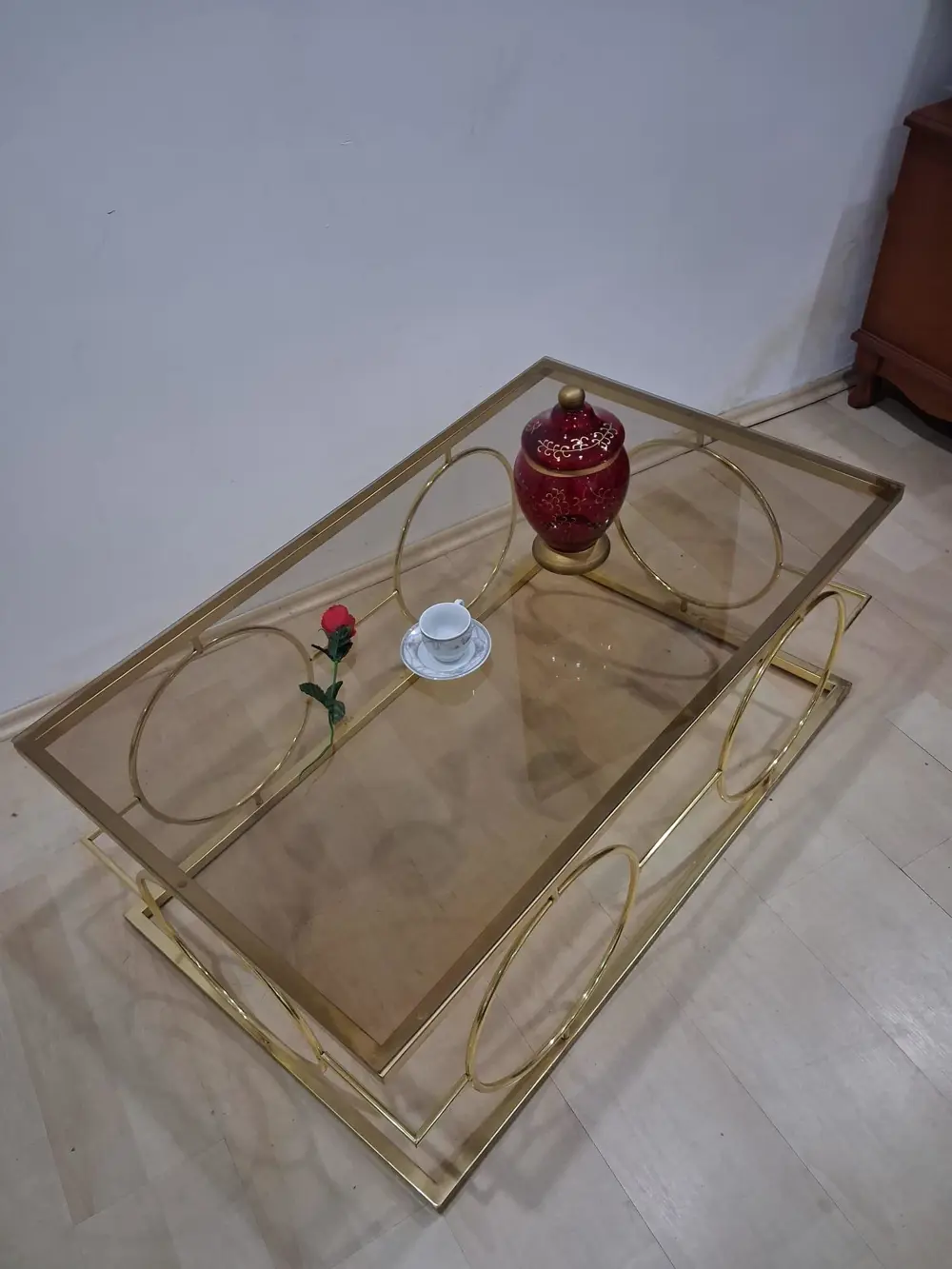 Orta Sehpa ZLF 17143 Halkalı Model Metal Gold renk Kaplama Temper