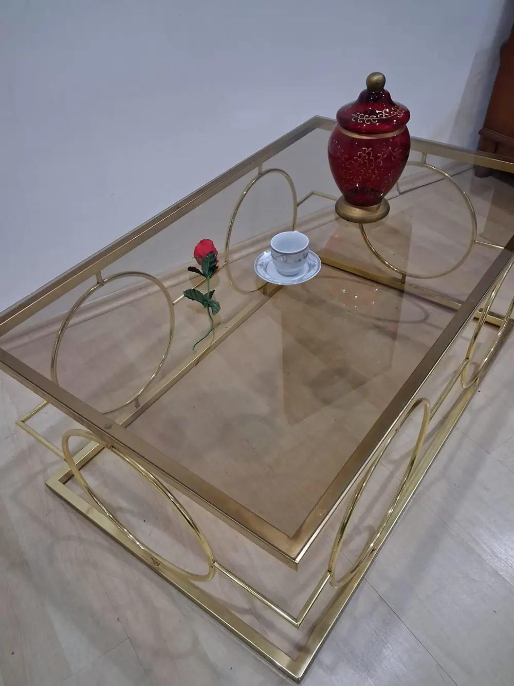 Orta Sehpa ZLF 17143 Halkalı Model Metal Gold renk Kaplama Temper