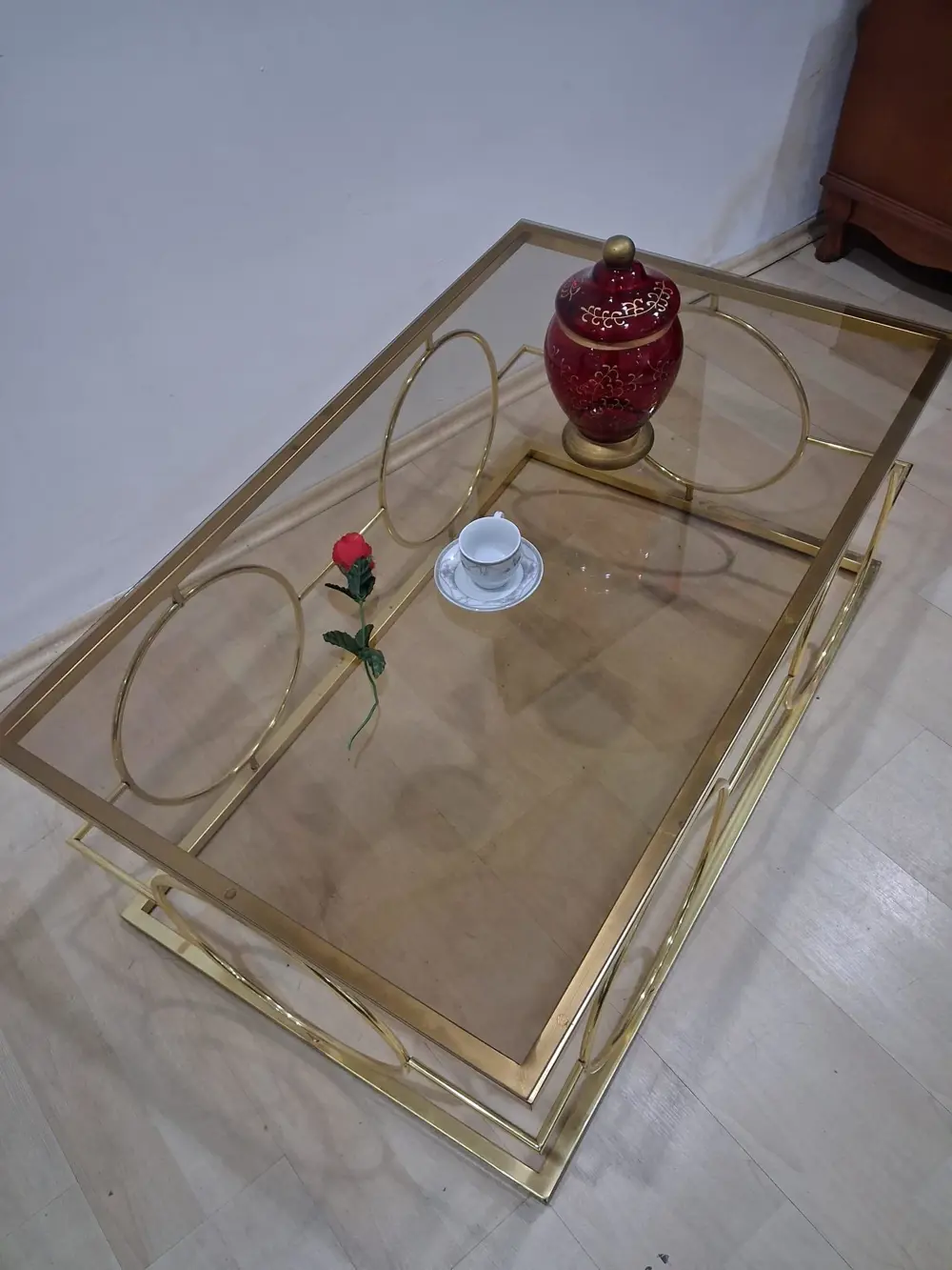 Orta Sehpa ZLF 17143 Halkalı Model Metal Gold renk Kaplama Temper