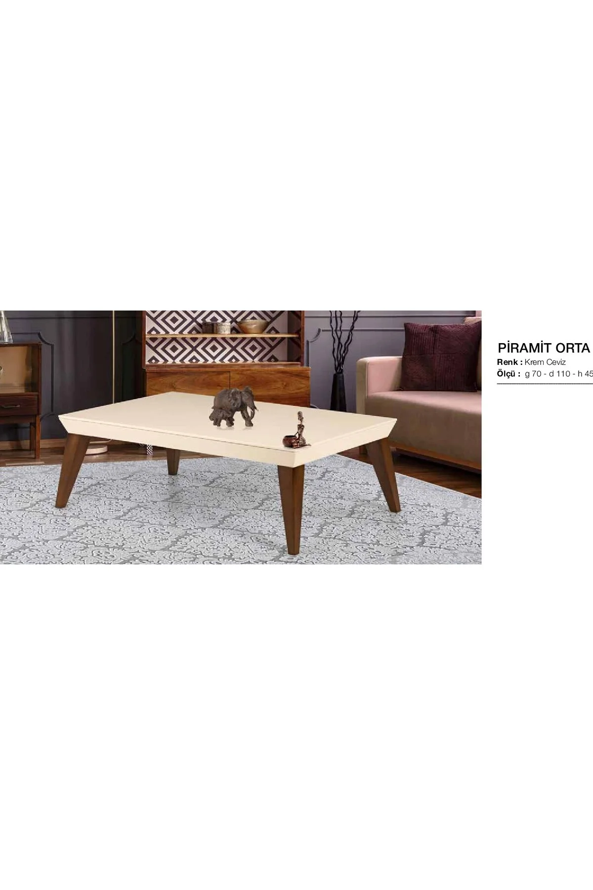 Orta Sehpa18251 OSM PİRAMİT Model Parlak Ceviz Krem Kayın retro ayak El yapım Orta Sehpa18251 OSM PİRAMİT Model Parlak Ceviz Krem Kayın retro ayak El yapım - Görsel 2