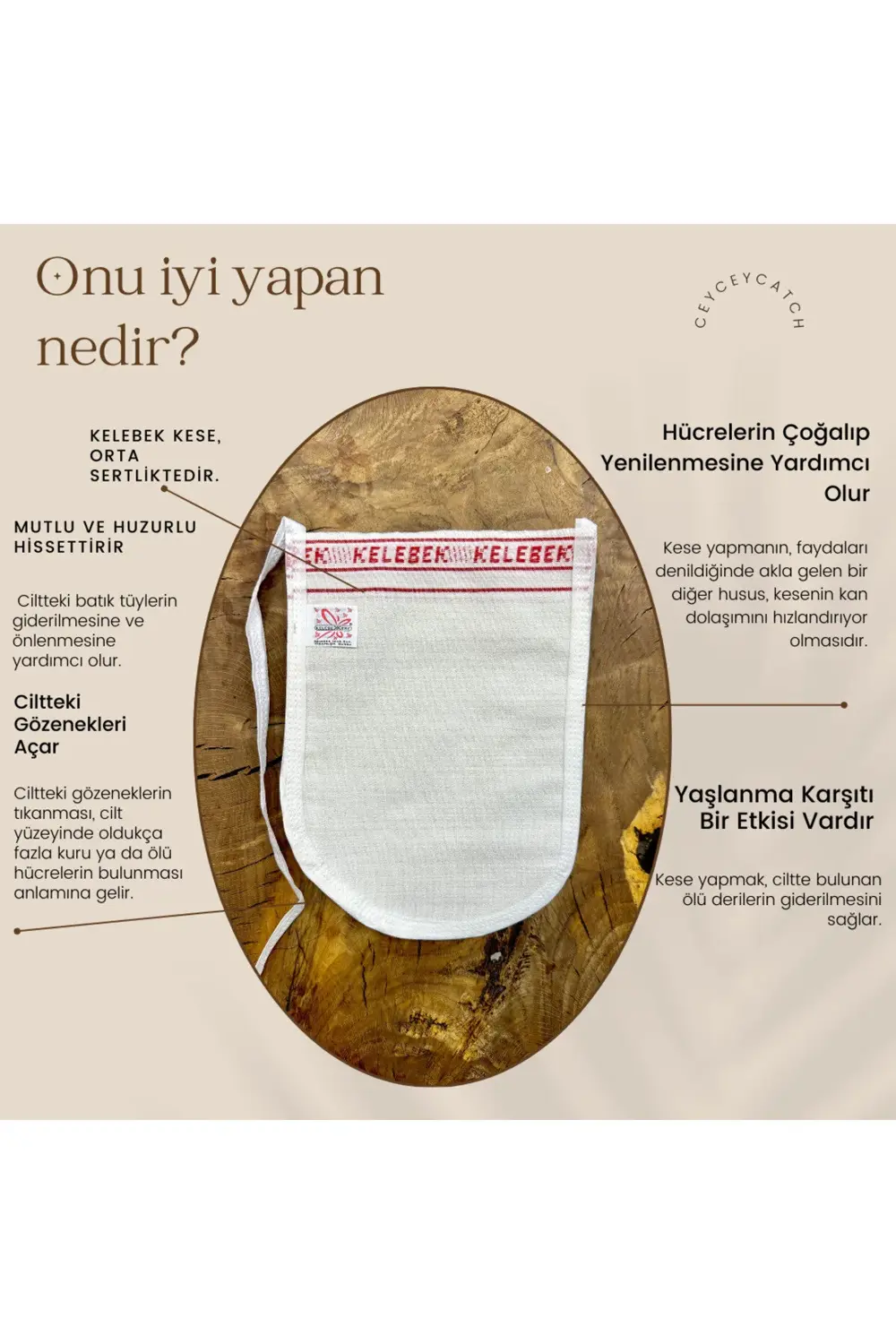 Orta Sert Hamam Banyo Beyaz Kese Duş Kesesi Peeling