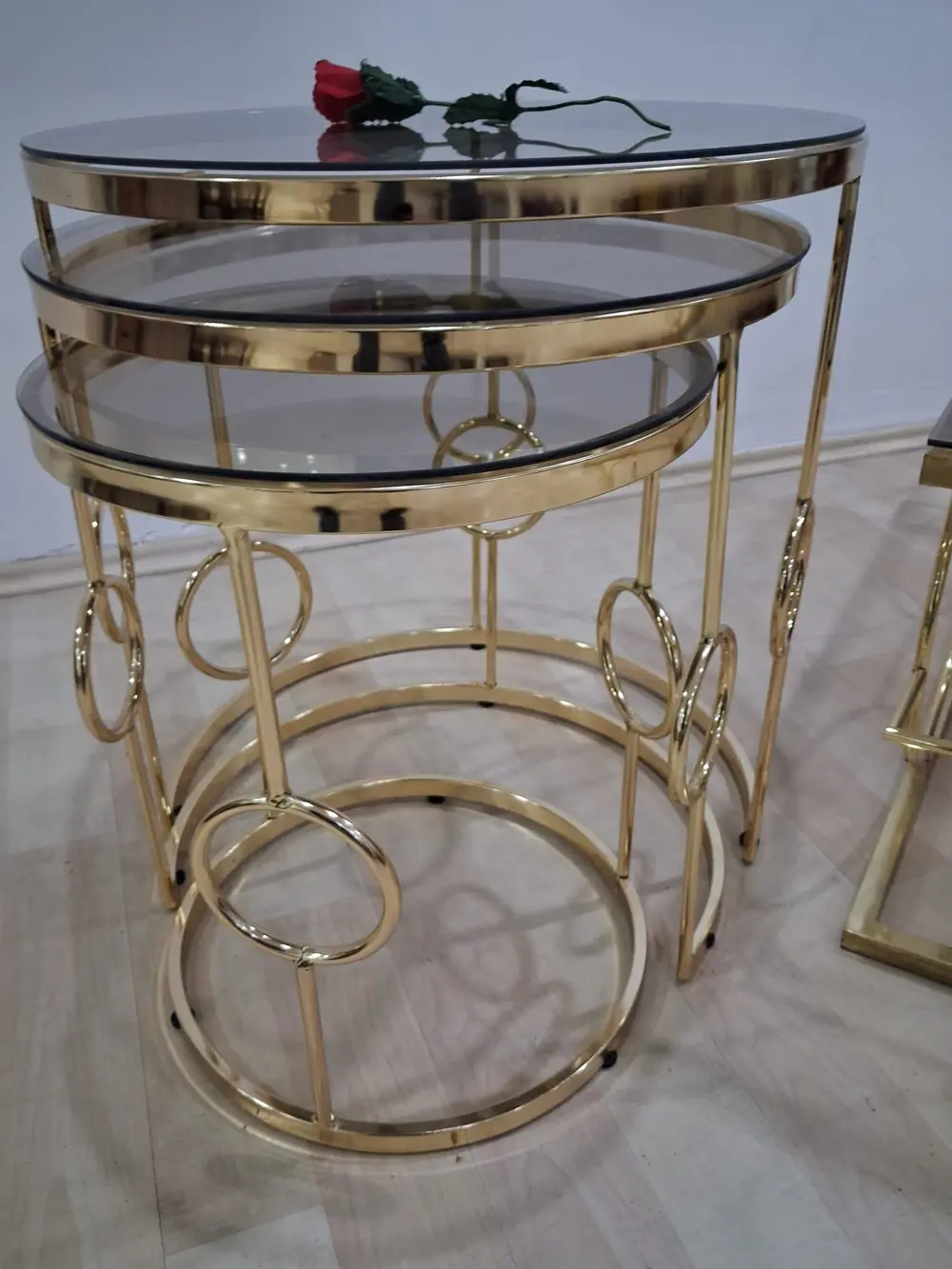 Orta ve zigon Tk 12230 ZLF Halka sehpa Metal Dalga Ayak Gold Kapl Orta ve zigon Tk 12230 ZLF Halka sehpa Metal Dalga Ayak Gold Kapl