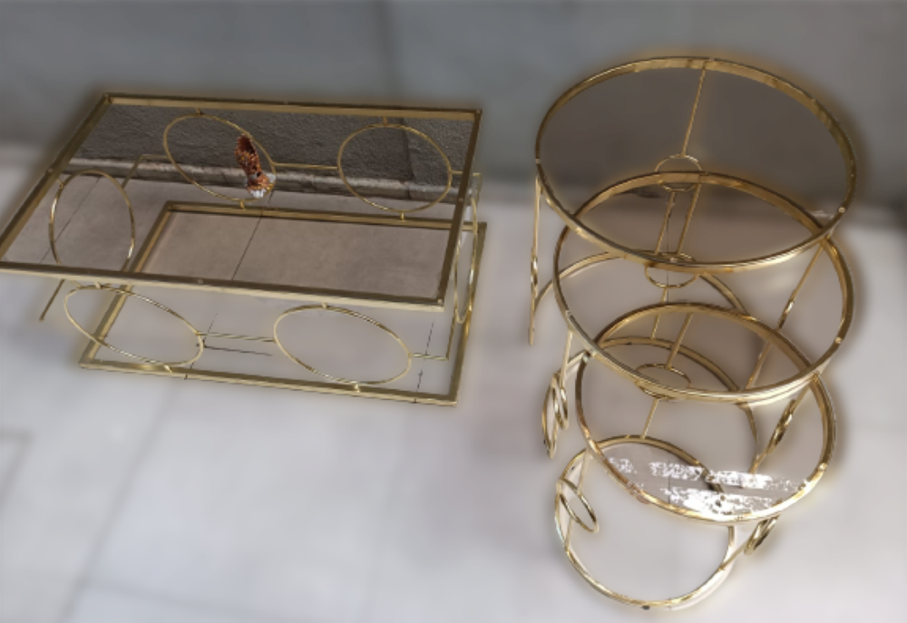 Orta ve zigon Tk 12230 ZLF Halka sehpa Metal Dalga Ayak Gold Kapl Orta ve zigon Tk 12230 ZLF Halka sehpa Metal Dalga Ayak Gold Kapl