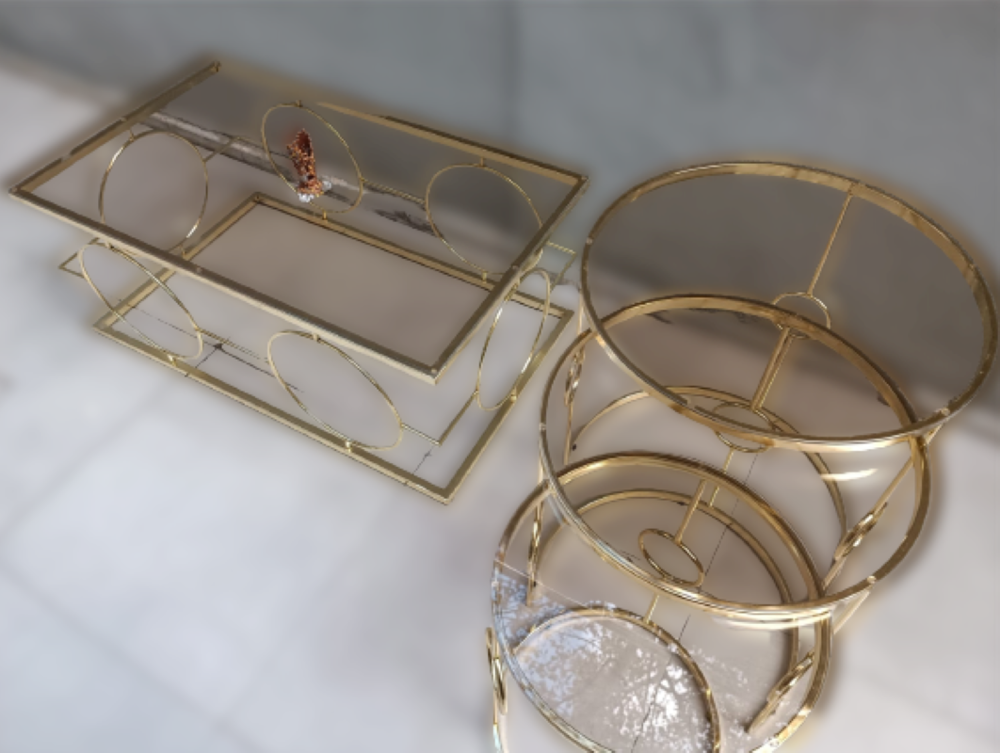 Orta ve zigon Tk 12230 ZLF Halka sehpa Metal Dalga Ayak Gold Kapl Orta ve zigon Tk 12230 ZLF Halka sehpa Metal Dalga Ayak Gold Kapl