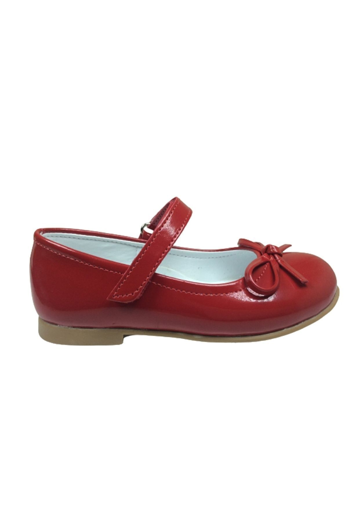 Ortaç Emt Bebe Kırmızı Rugan Bıyık Fiyonk Kız Çocuk Babet Abiye A