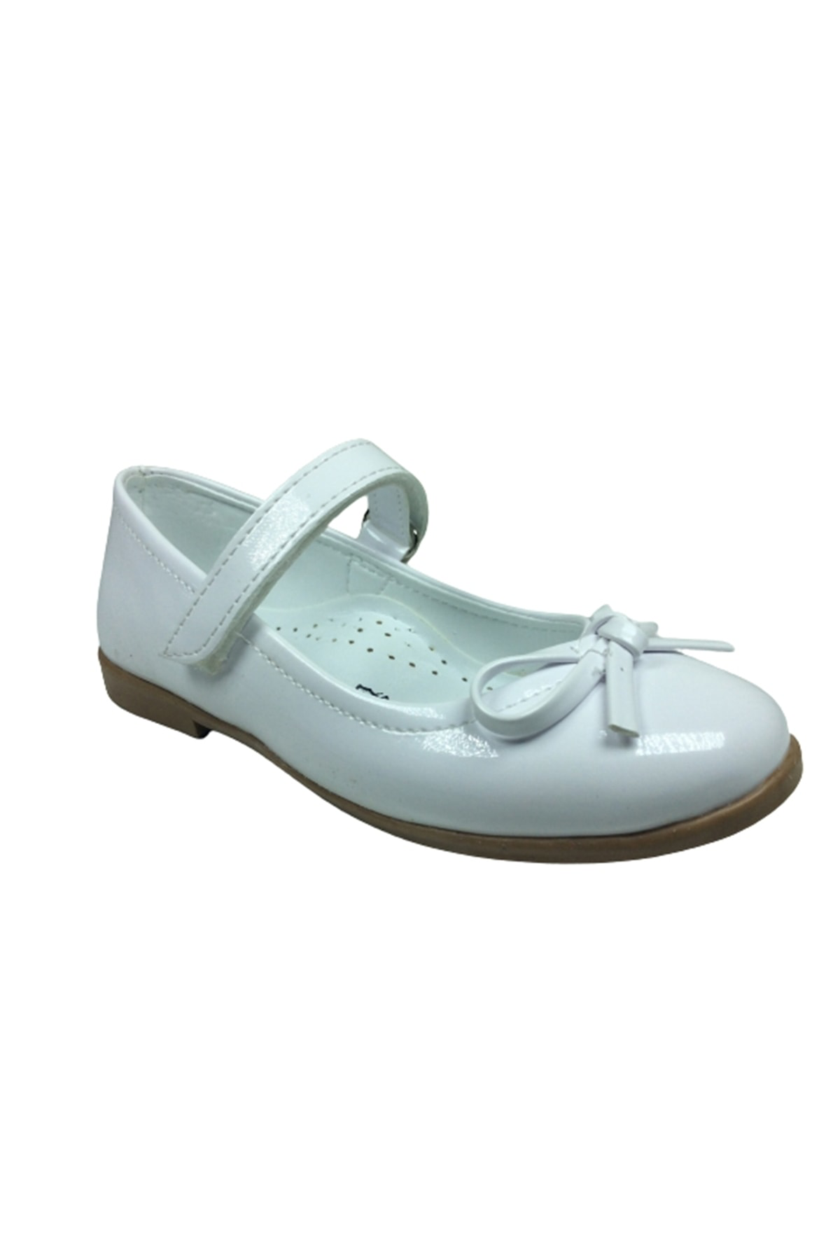 Ortopedikal Ortaç Emt Patik Beyaz Rugan Bıyık Fiyonk Kız Çocuk Babet Abiye Ay