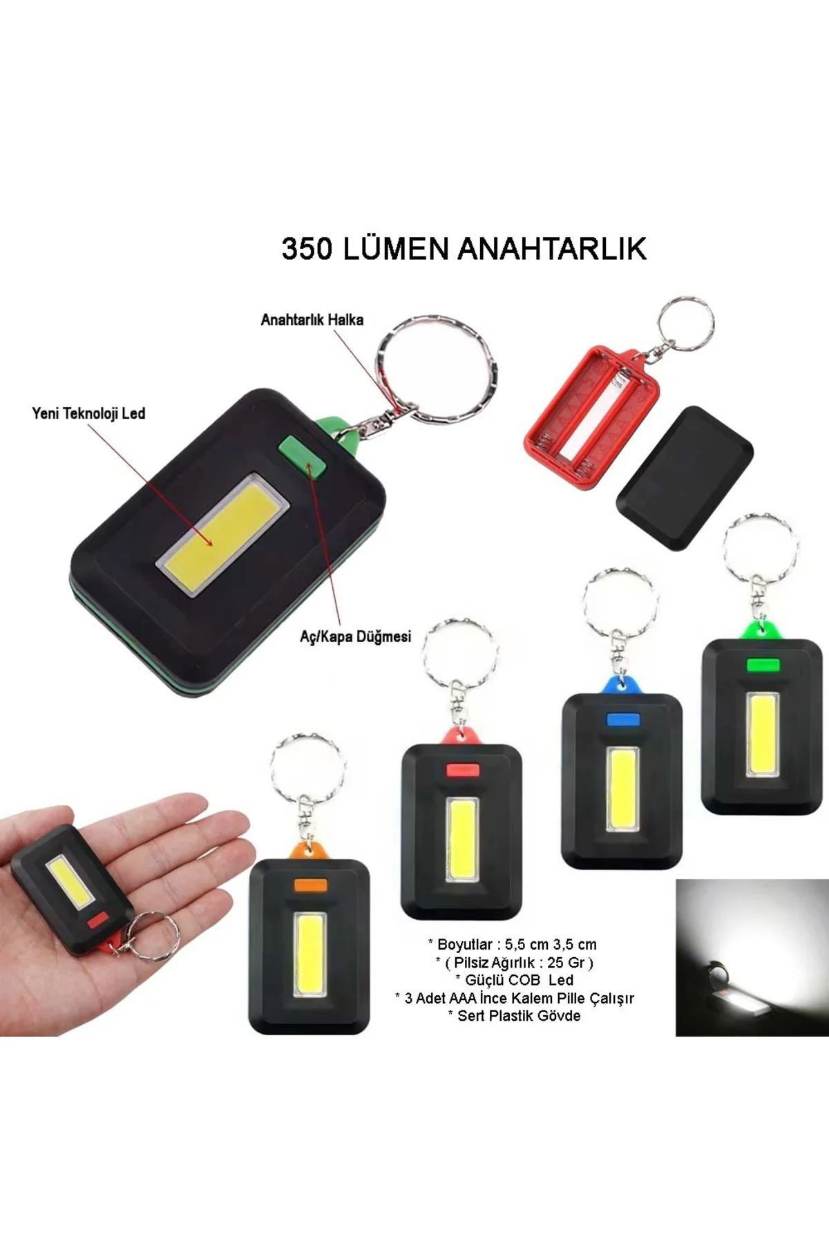 Ortam Aydınlatan 350 Lümen Anahtarlık Wt-377 Siyah