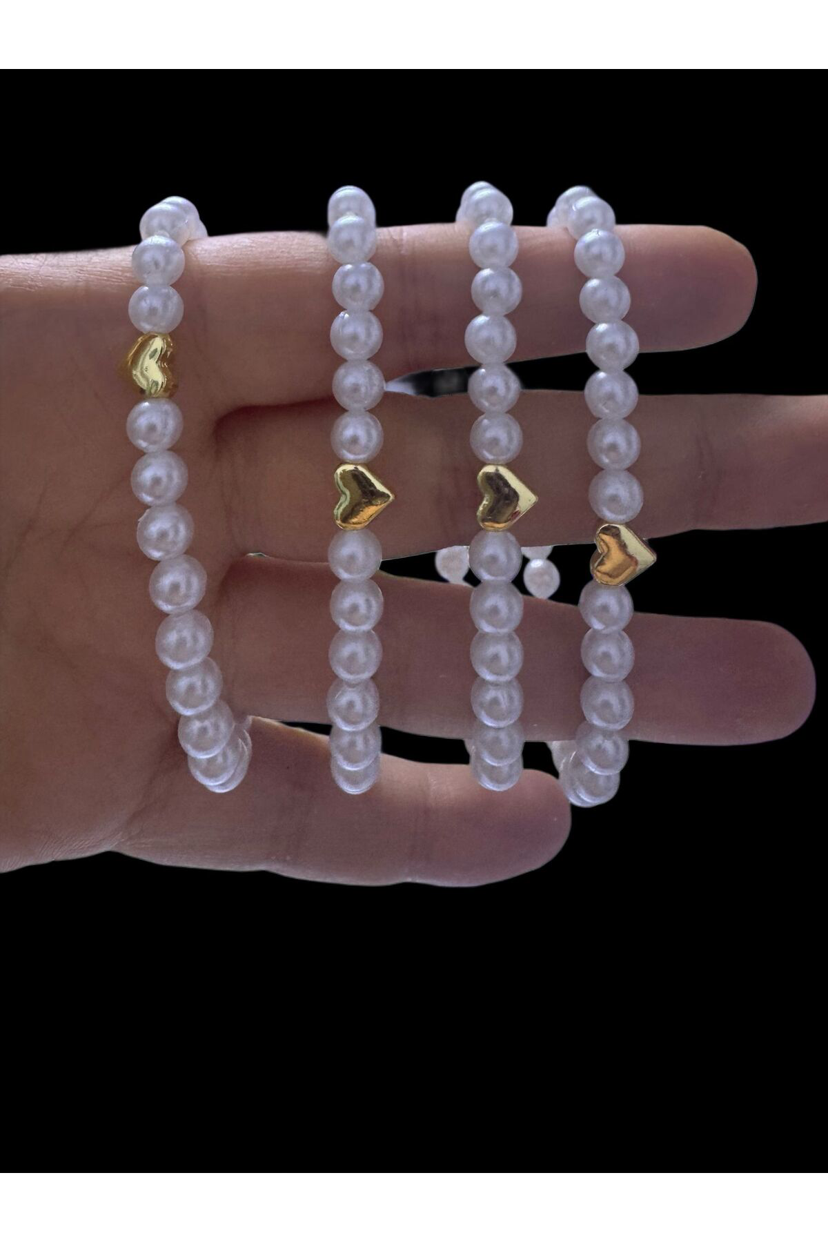 ortası kararmaz kalpli zarif 1.kalite lüx inci bileklik