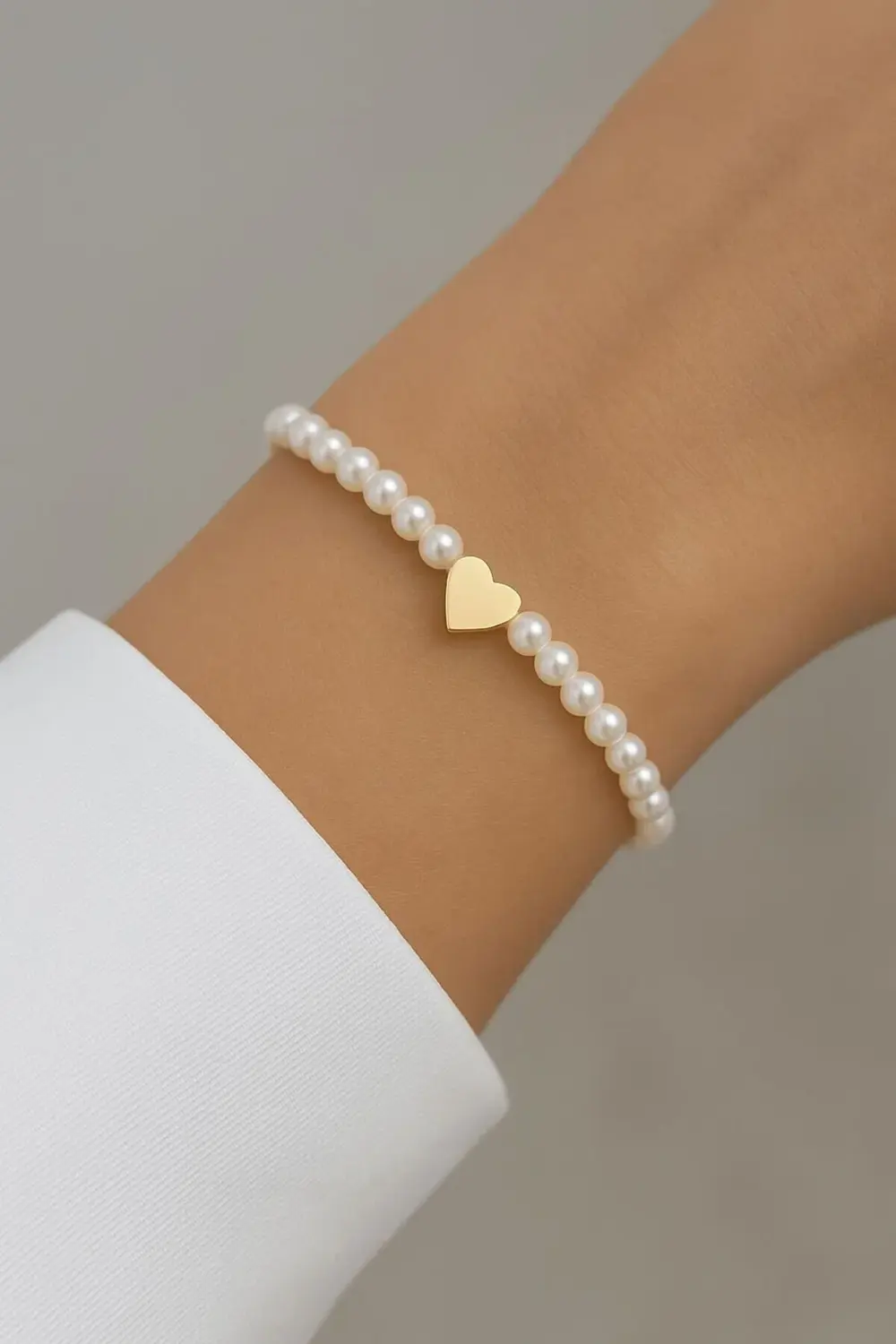 ortası kararmaz kalpli zarif 1.kalite lüx inci bileklik