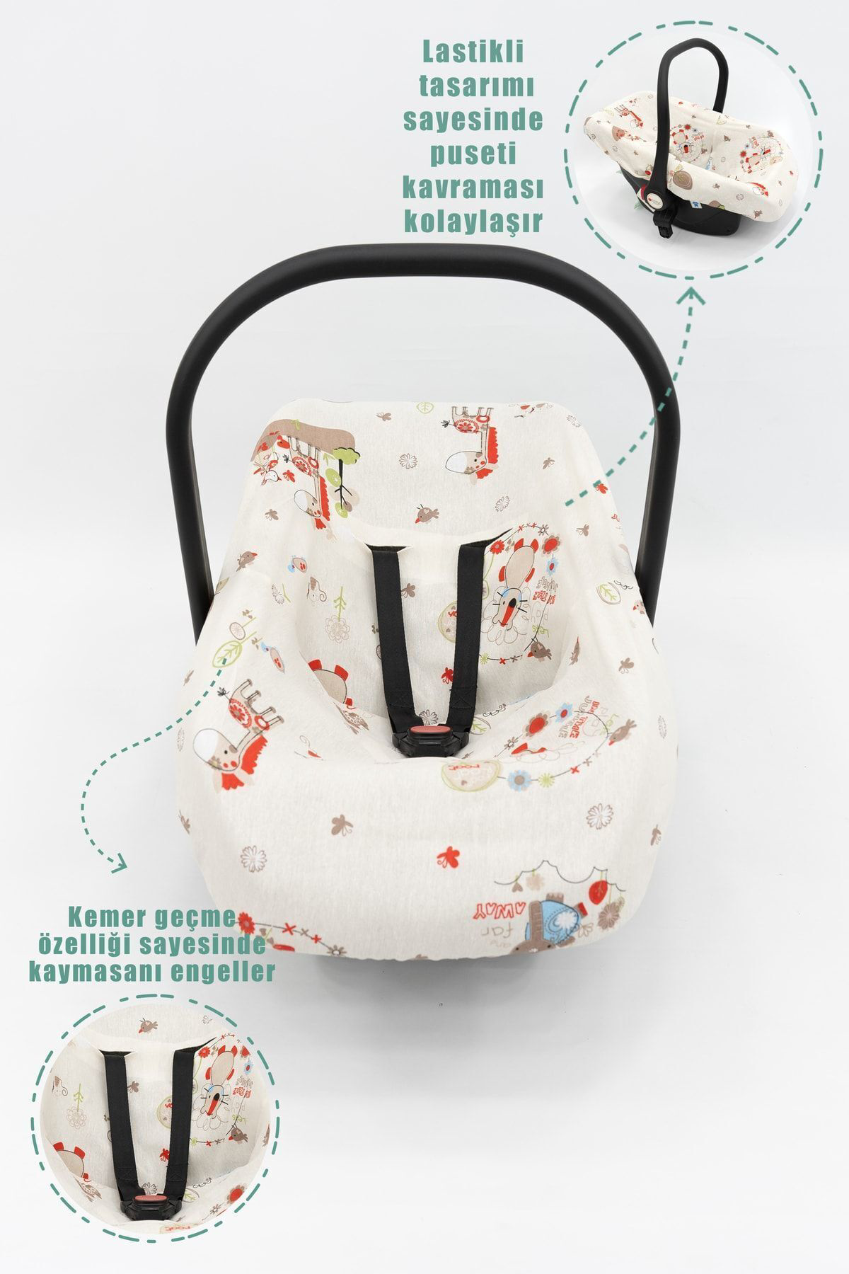 Mordesign Ortopedik Bebek Puset Minderi, Örtü, Çarşaf, Bebek Pikesi, Emzirm