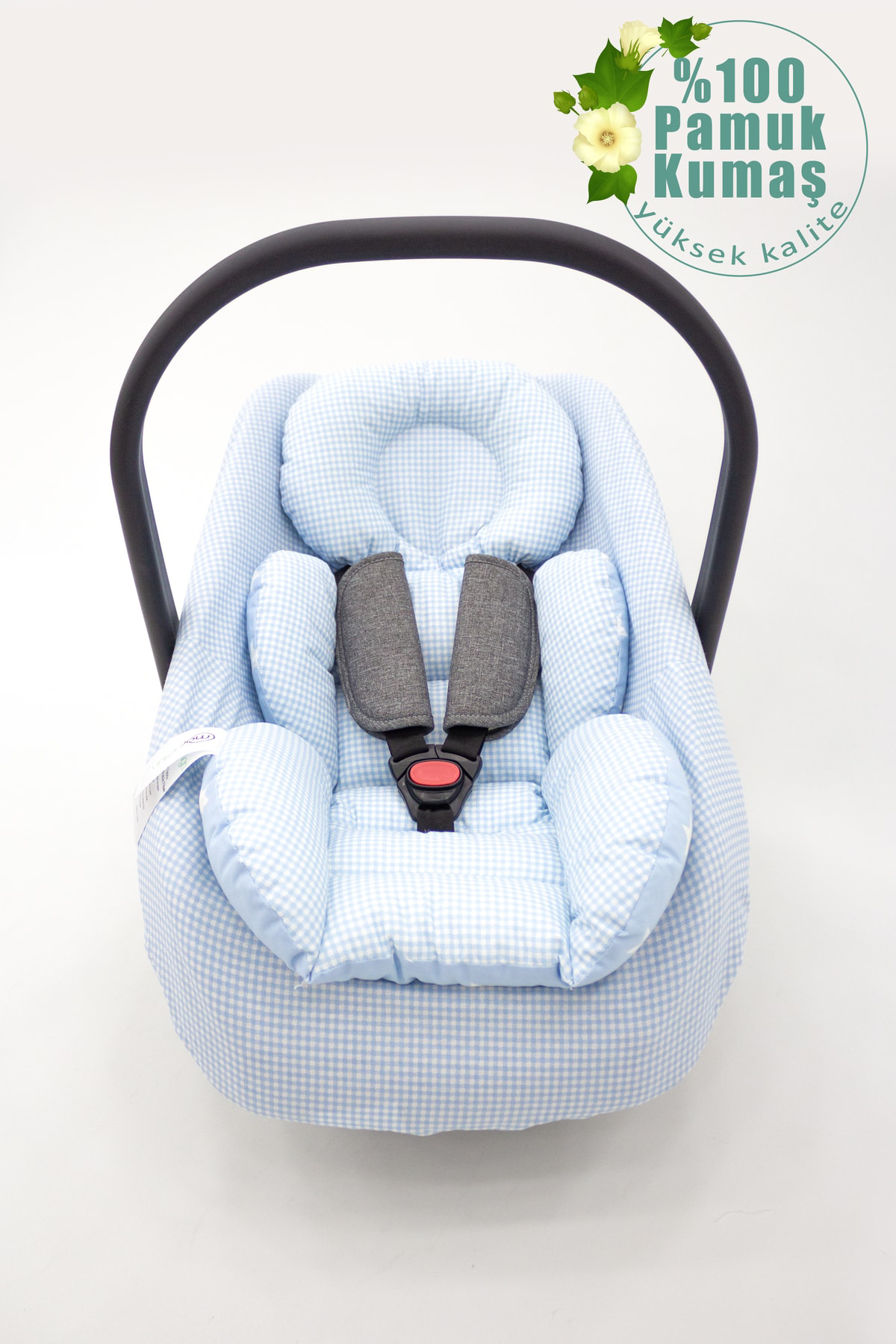 Mordesign Ortopedik Bebek Puset Minderi Ve Çarşaf, Pamuklu Kumaş, Ekose Ser