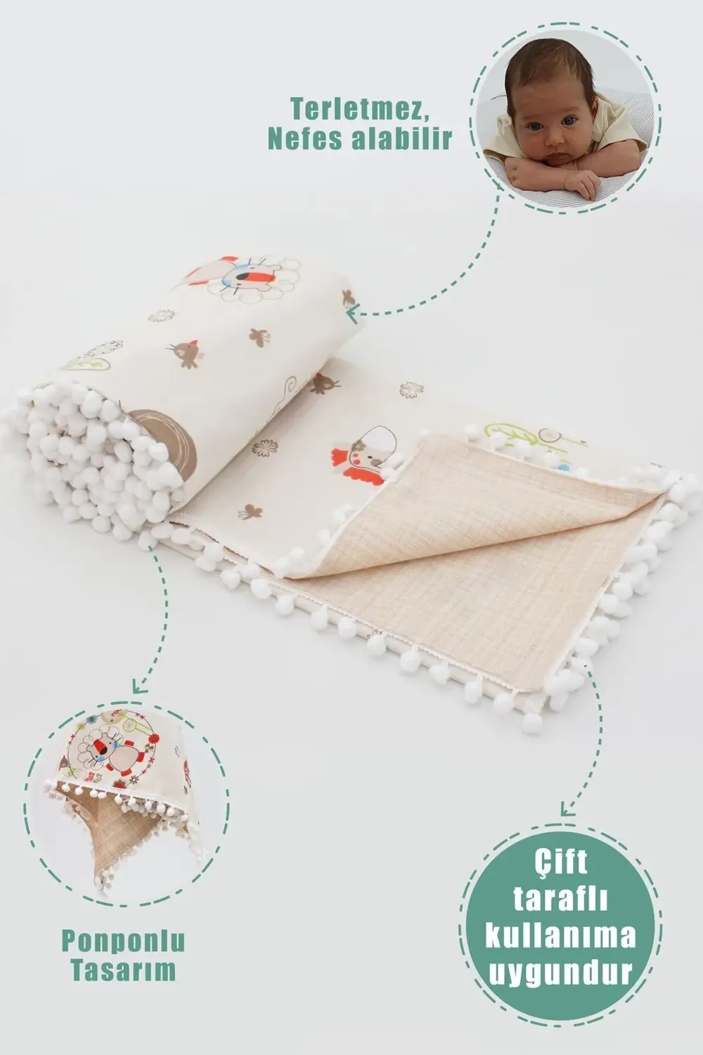 Mordesign Ortopedik Bebek Puset Minderi, Örtü, Çarşaf, Bebek Pikesi, Emzirm