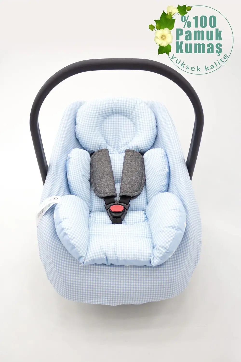 Mordesign Ortopedik Bebek Puset Minderi Ve Çarşaf, Pamuklu Kumaş, Ekose Ser