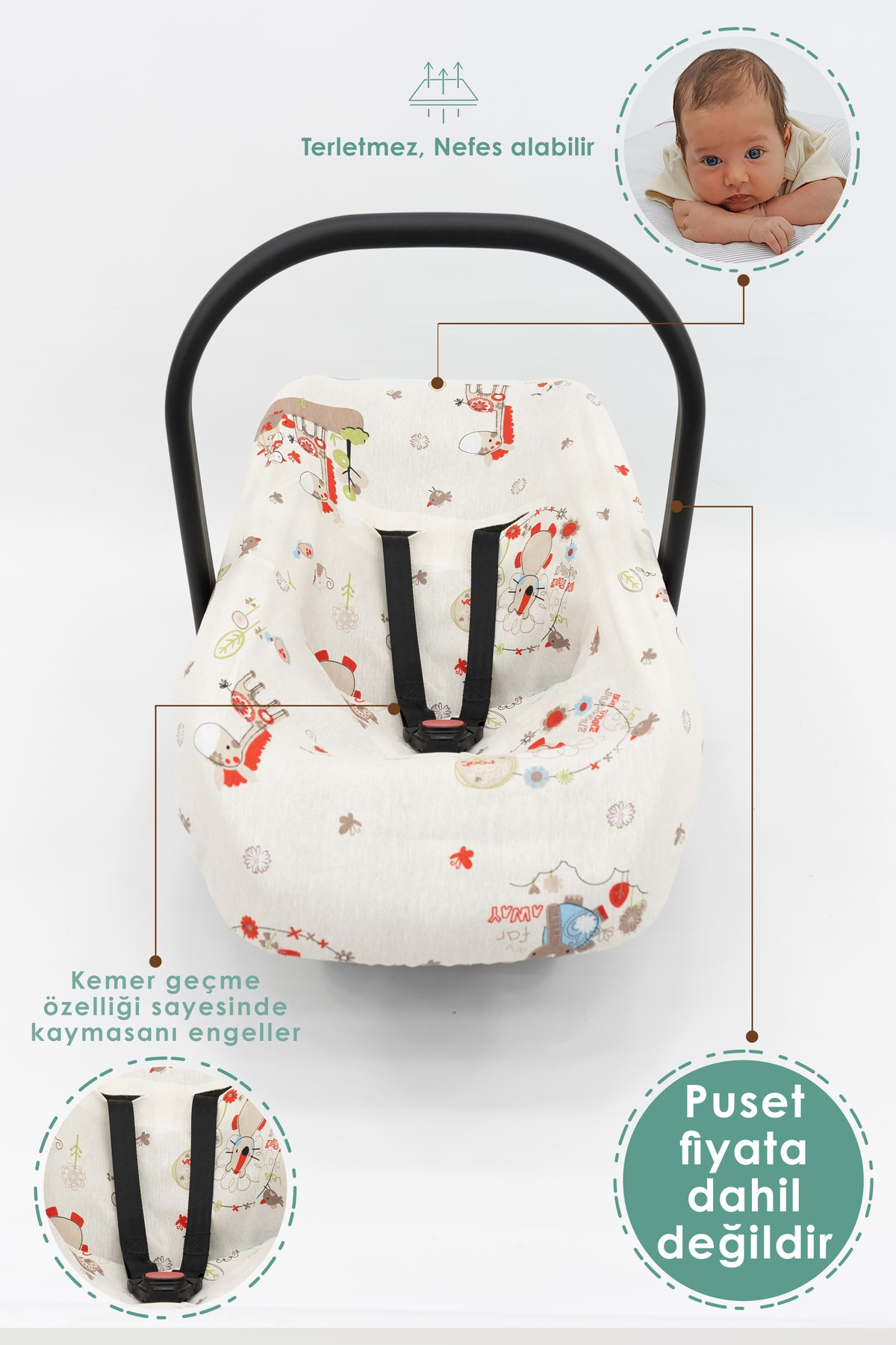 Mordesign Ortopedik Bel Destekli Bebek Puset Minderi Ve Çarşaf 2'Li Set, Çi