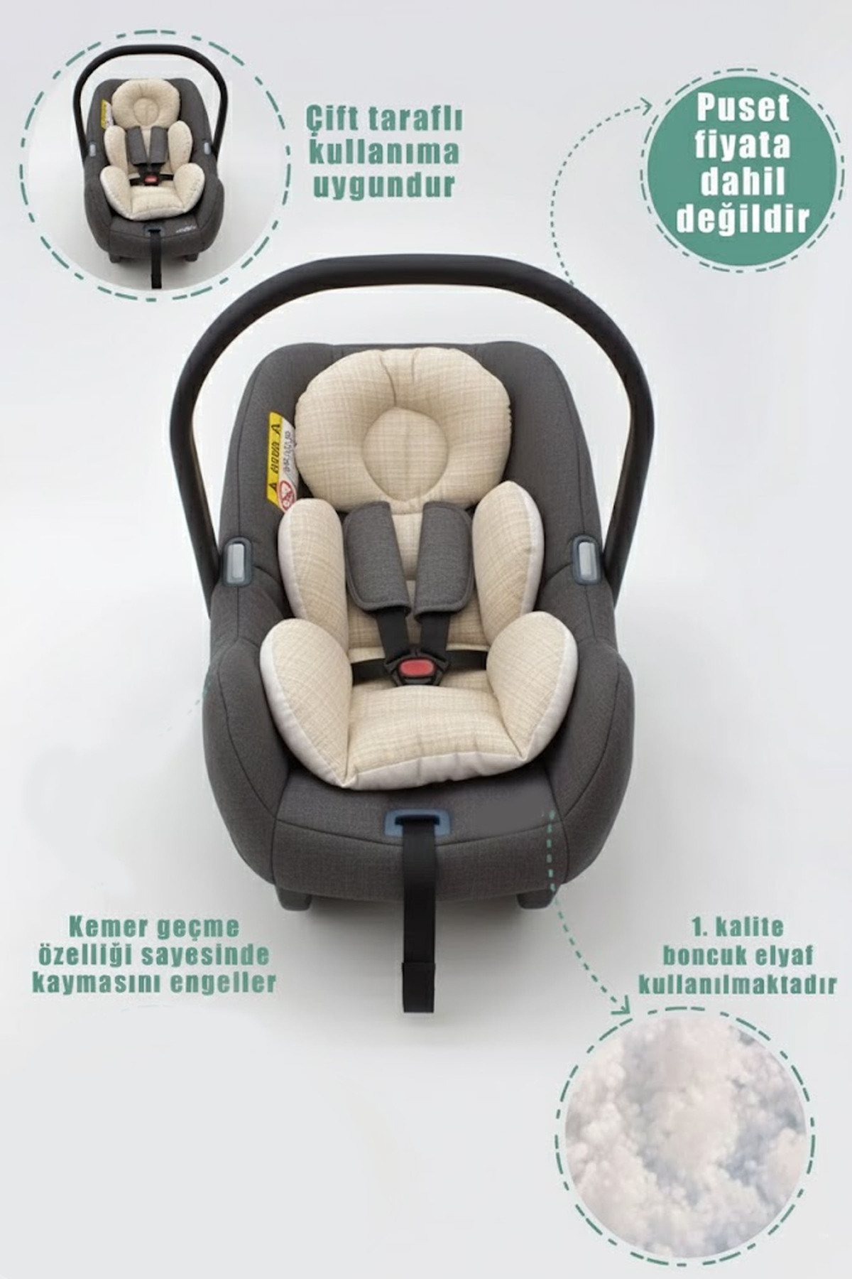 Ortopedik Bel Destekli Bebek Puset Minderi, Örtü 2'li Set, Gökkuş