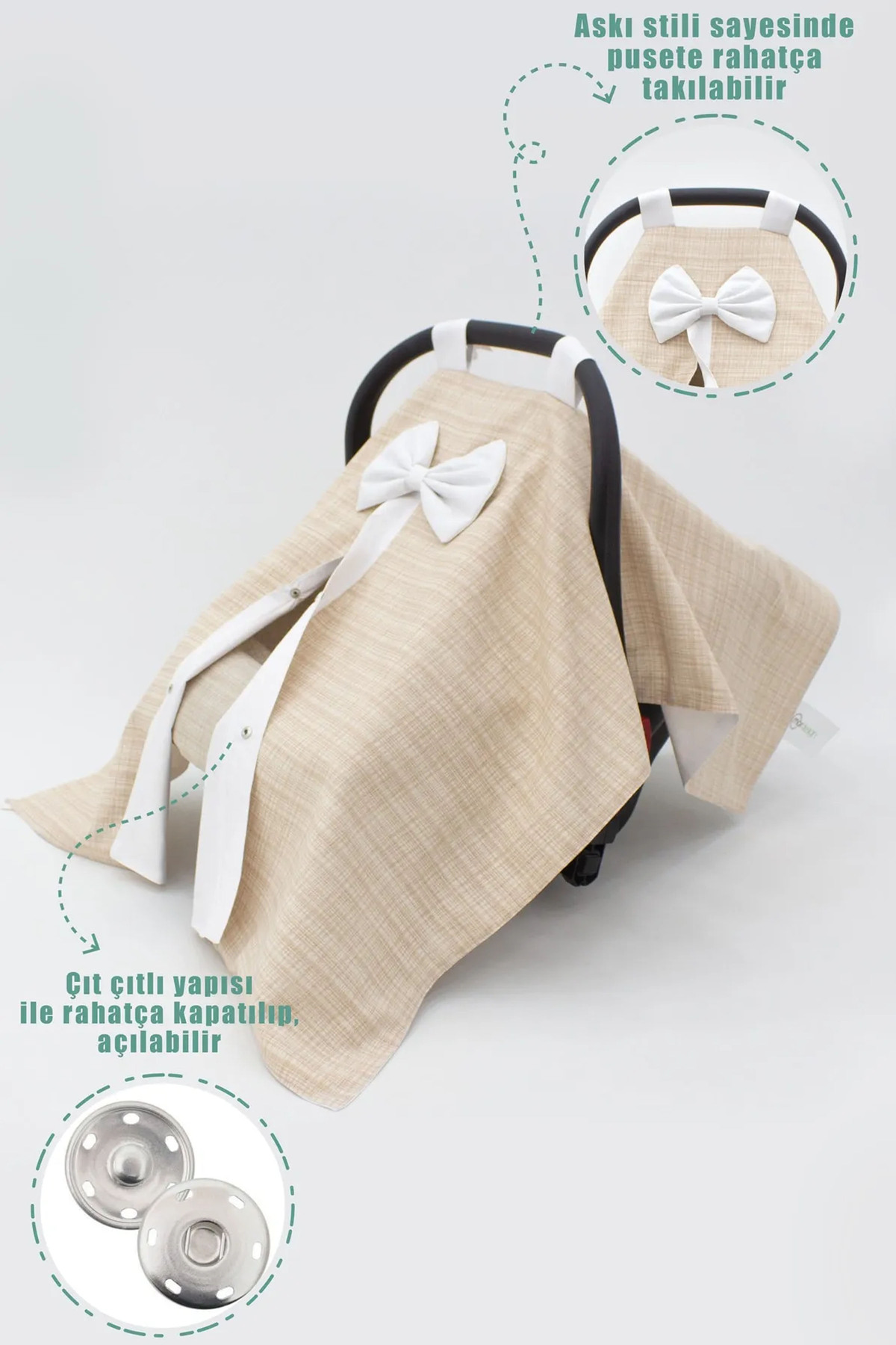 Mordesign Ortopedik Bel Destekli Bebek Puset Minderi, Örtü Ve Çarşaf 3'Lü S