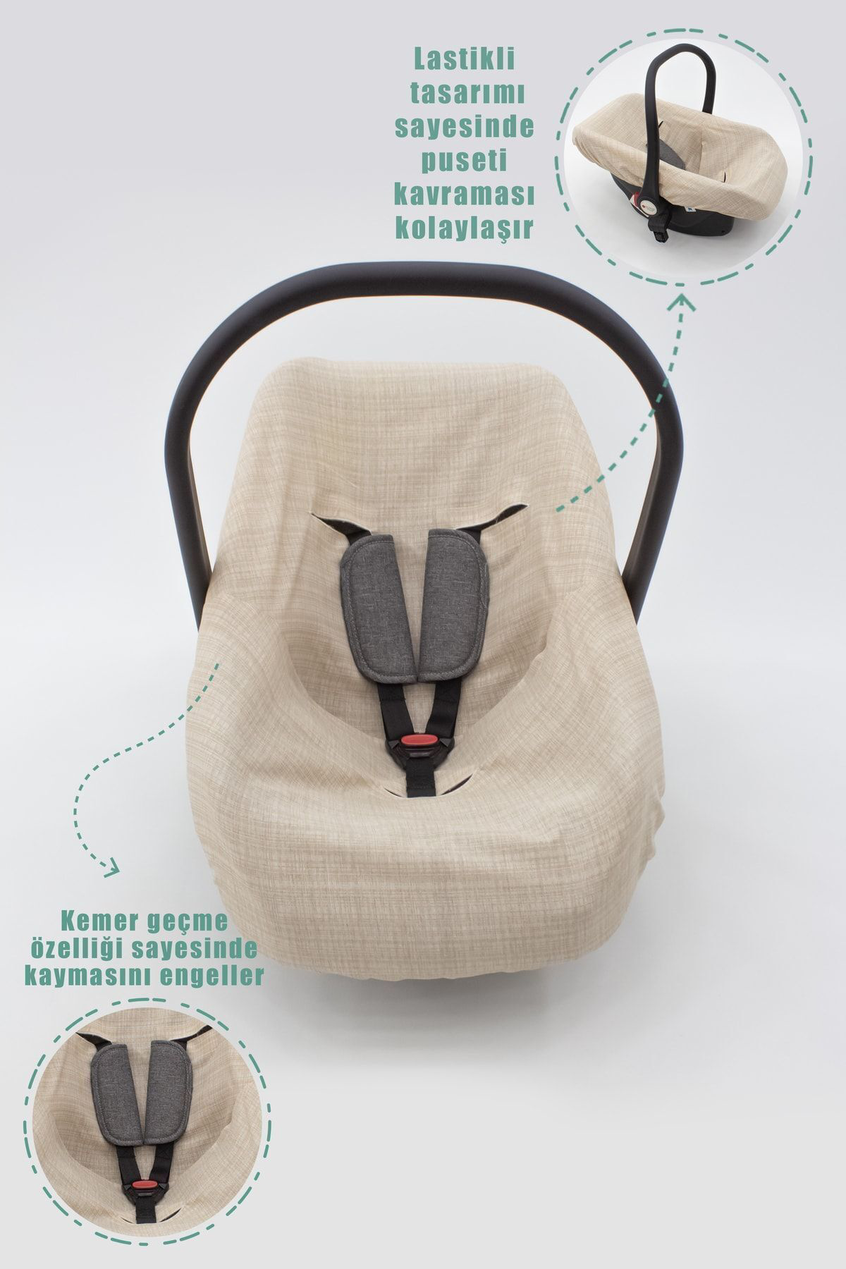 Mordesign Ortopedik Bel Destekli Bebek Puset Minderi, Örtü Ve Çarşaf 3'Lü S