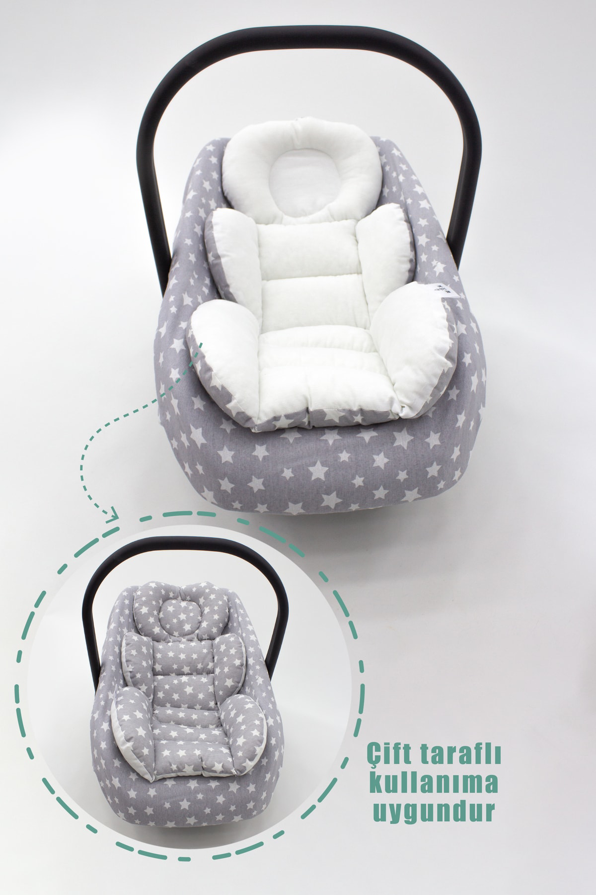 Mordesign Ortopedik Bel Destekli Puset Minder Ve Çarşaf 2'Li Set, Stars Des