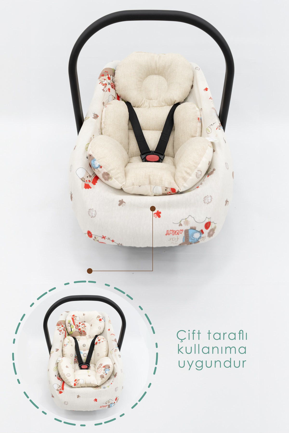 Mordesign Ortopedik Bel Destekli Bebek Puset Minderi Ve Çarşaf 2'Li Set, Çi