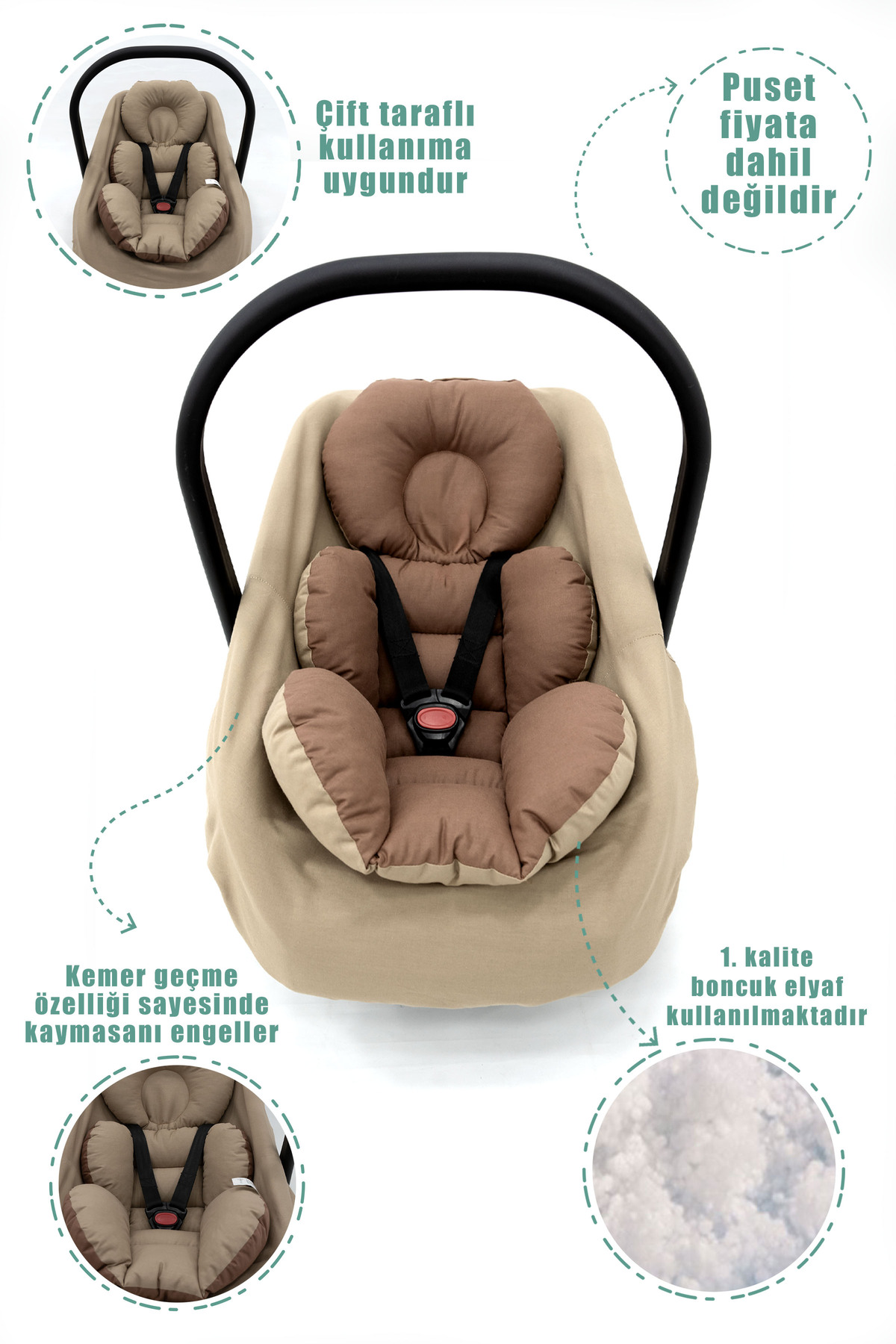 Mordesign Ortopedik Bel Destekli Bebek Puset Minderi, Örtü Ve Çarşaf 3'Lü S