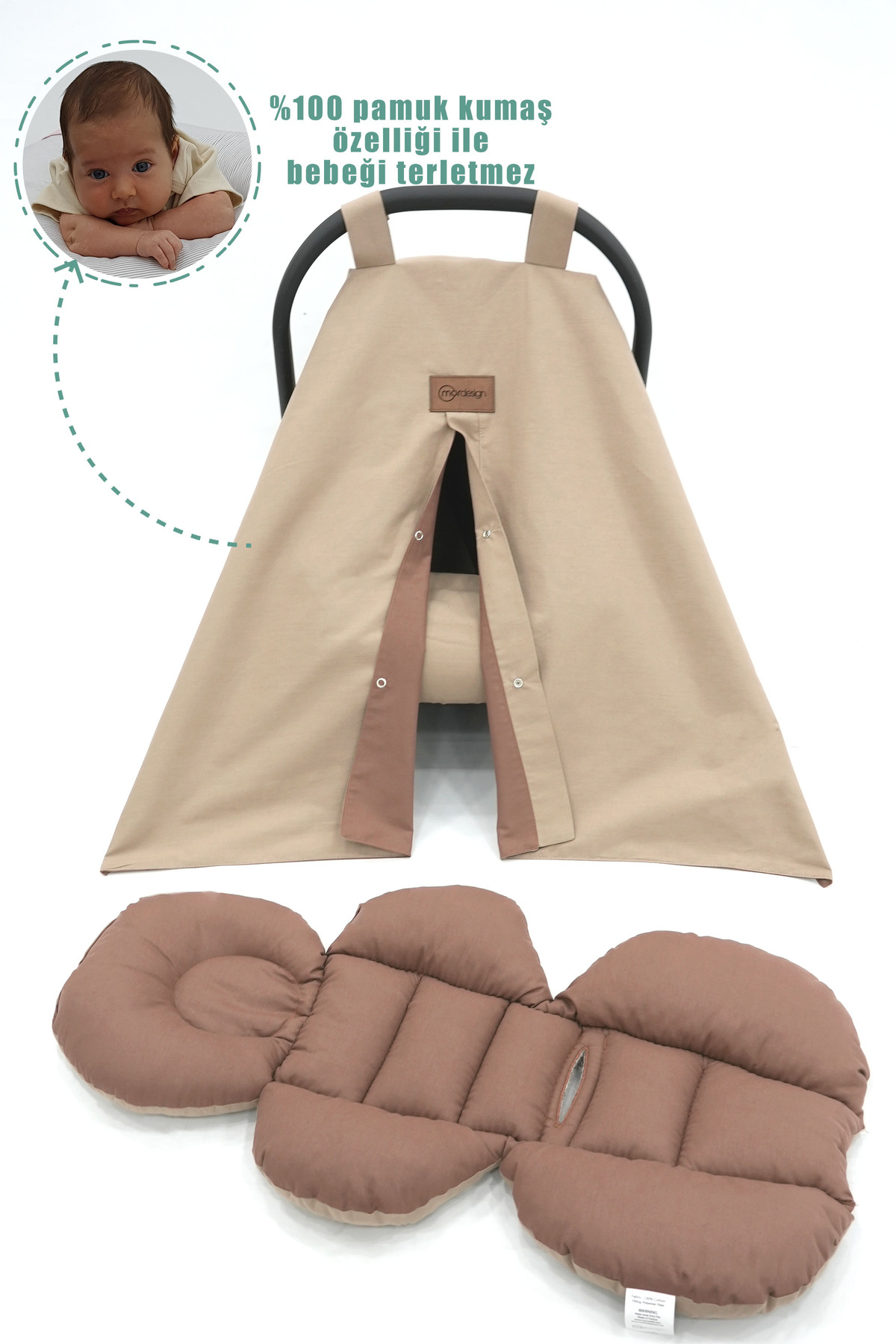 Mordesign Ortopedik Bel Destekli Bebek Puset Minderi, Örtü Ve Çarşaf 3'Lü S