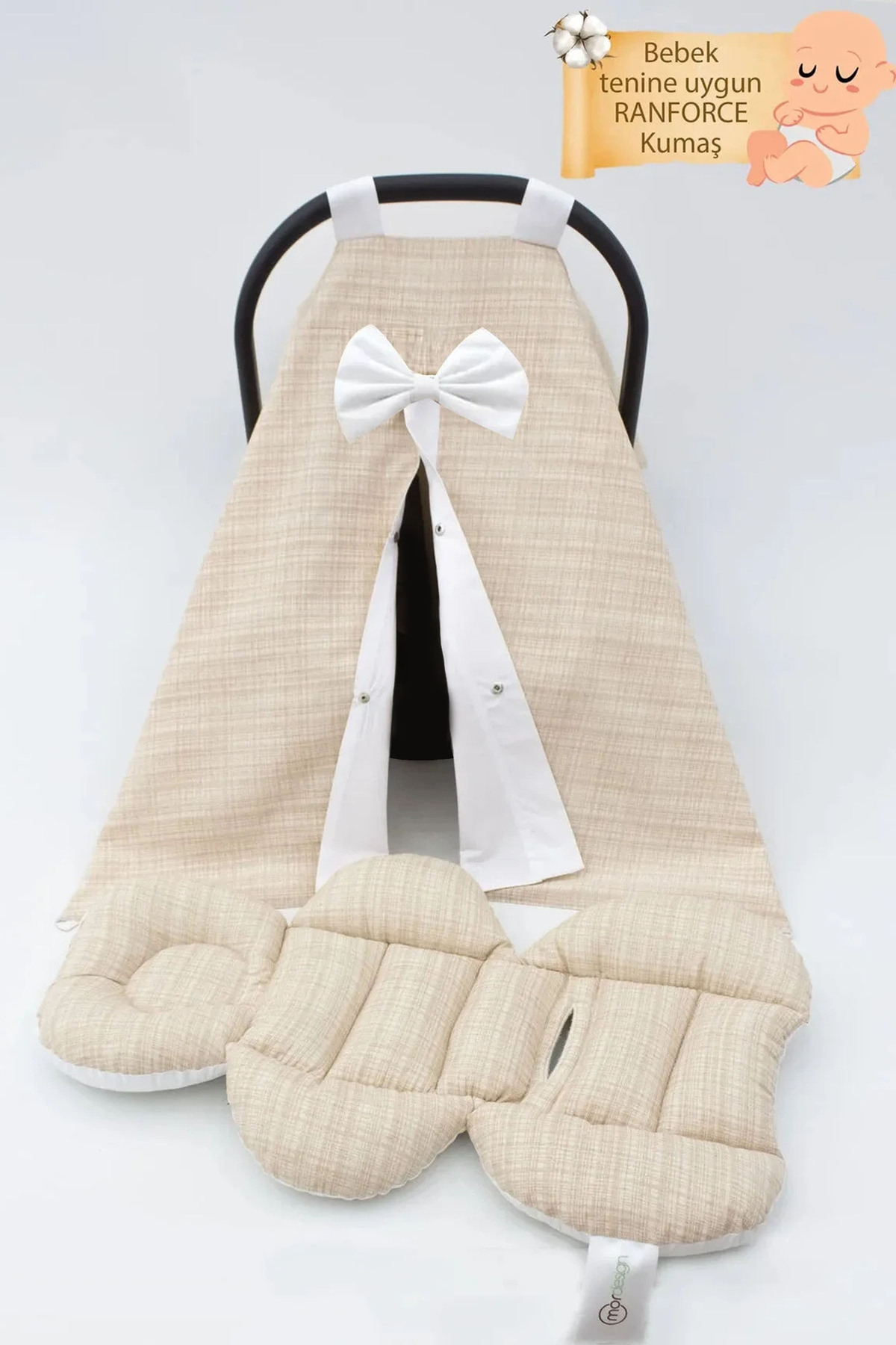 Ortopedik Bel Destekli Bebek Puset Minderi, Örtü 2'li Set, Gökkuş