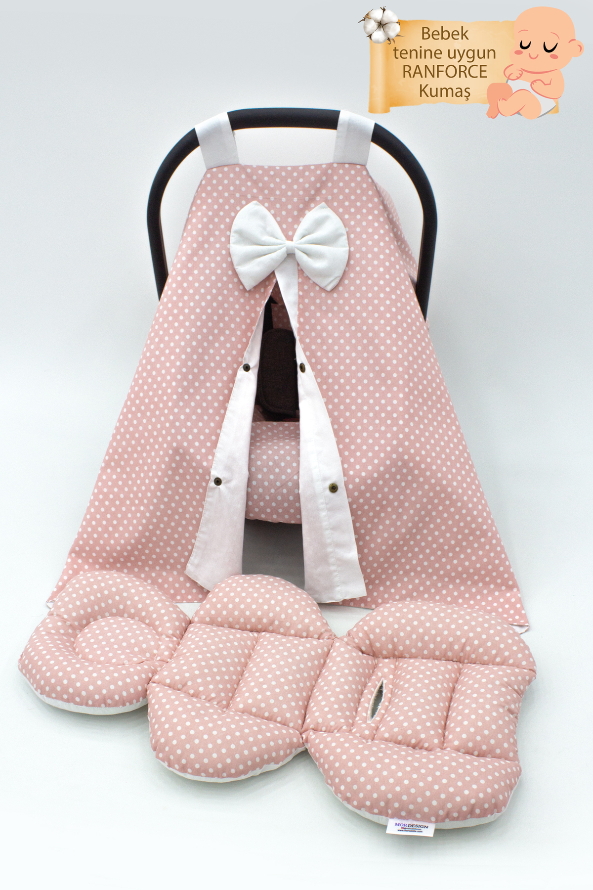 Mordesign Ortopedik Bel Destekli Bebek Puset Minderi, Örtü Ve Çarşaf 3' Lü