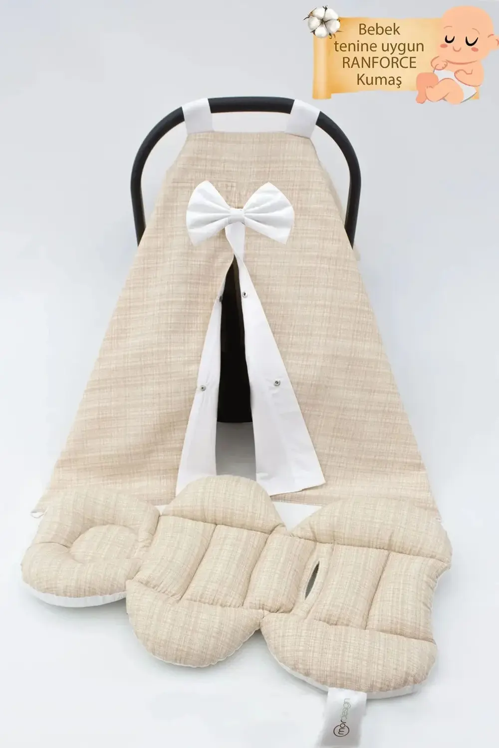 Ortopedik Bel Destekli Bebek Puset Minderi, Örtü 2'li Set, Gökkuş