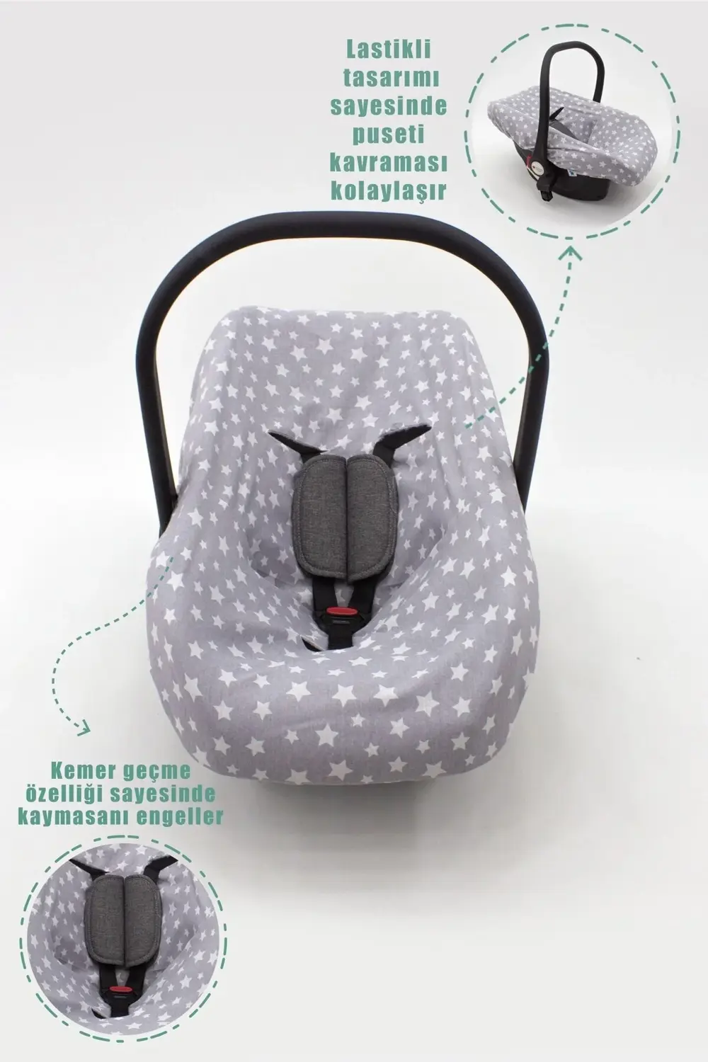 Mordesign Ortopedik Bel Destekli Bebek Puset Minderi, Örtü Ve Çarşaf 3'Lü S